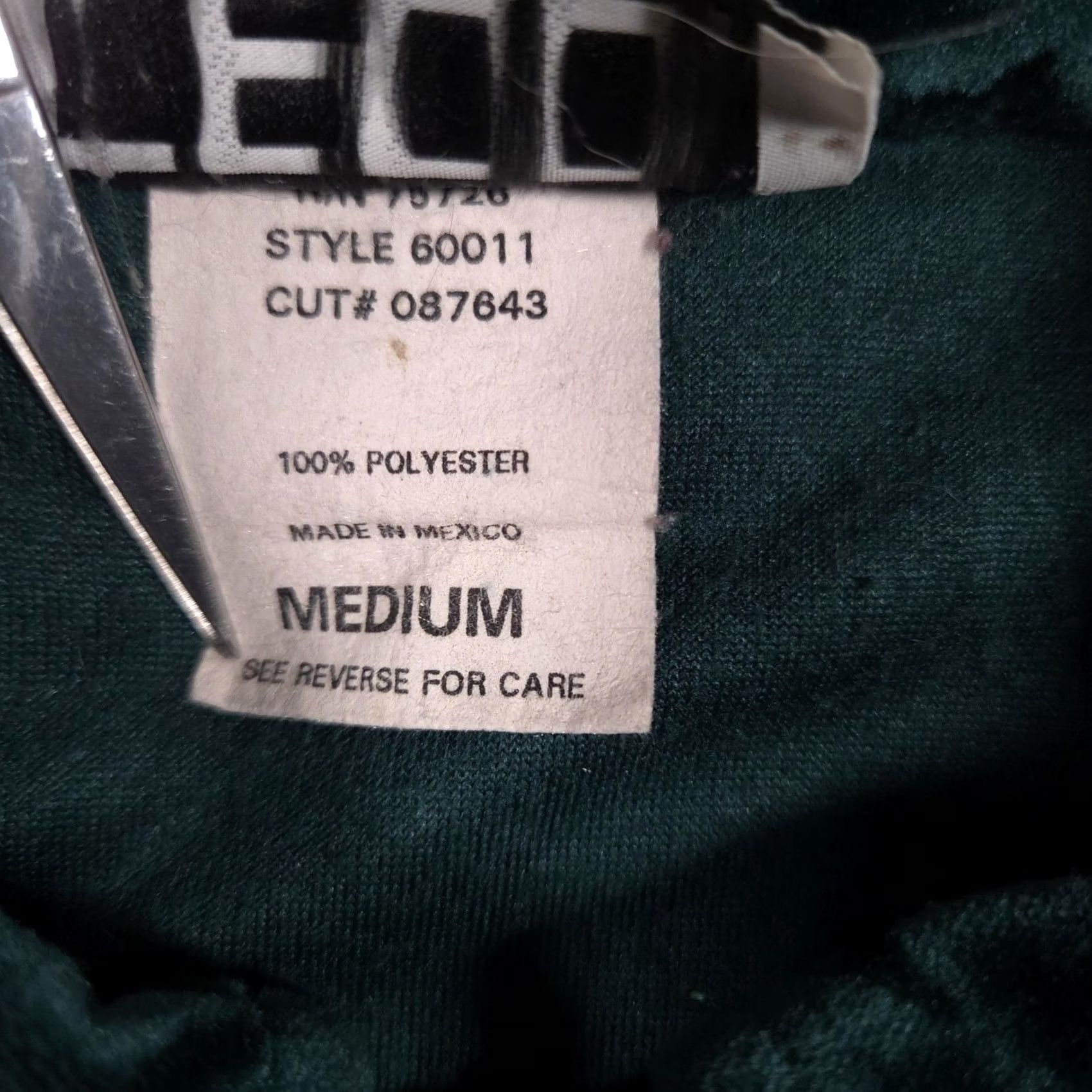 Velour Teddi Jacket Womens Medium Green Velour Zip Front Embossed Velvet Elastic Hem Size M / US 6-8 / IT 42-44 - 7 Thumbnail