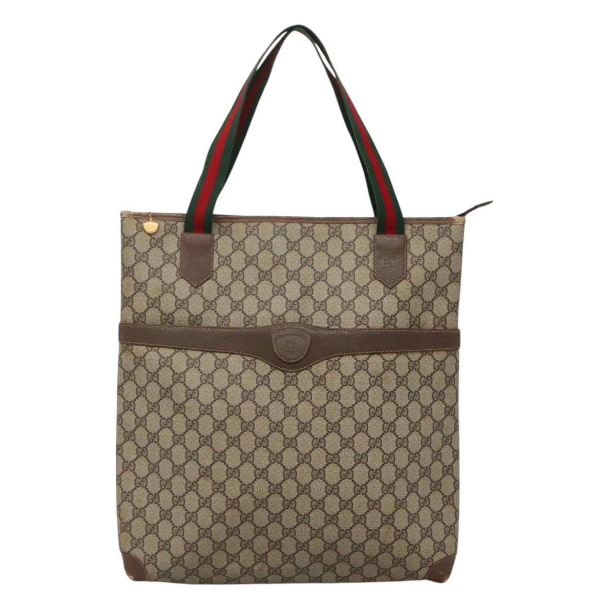 Gucci GUCCI GG Supreme Web Sherry Line Tote Bag Pvc Beige Green Size ONE SIZE - 2 Thumbnail