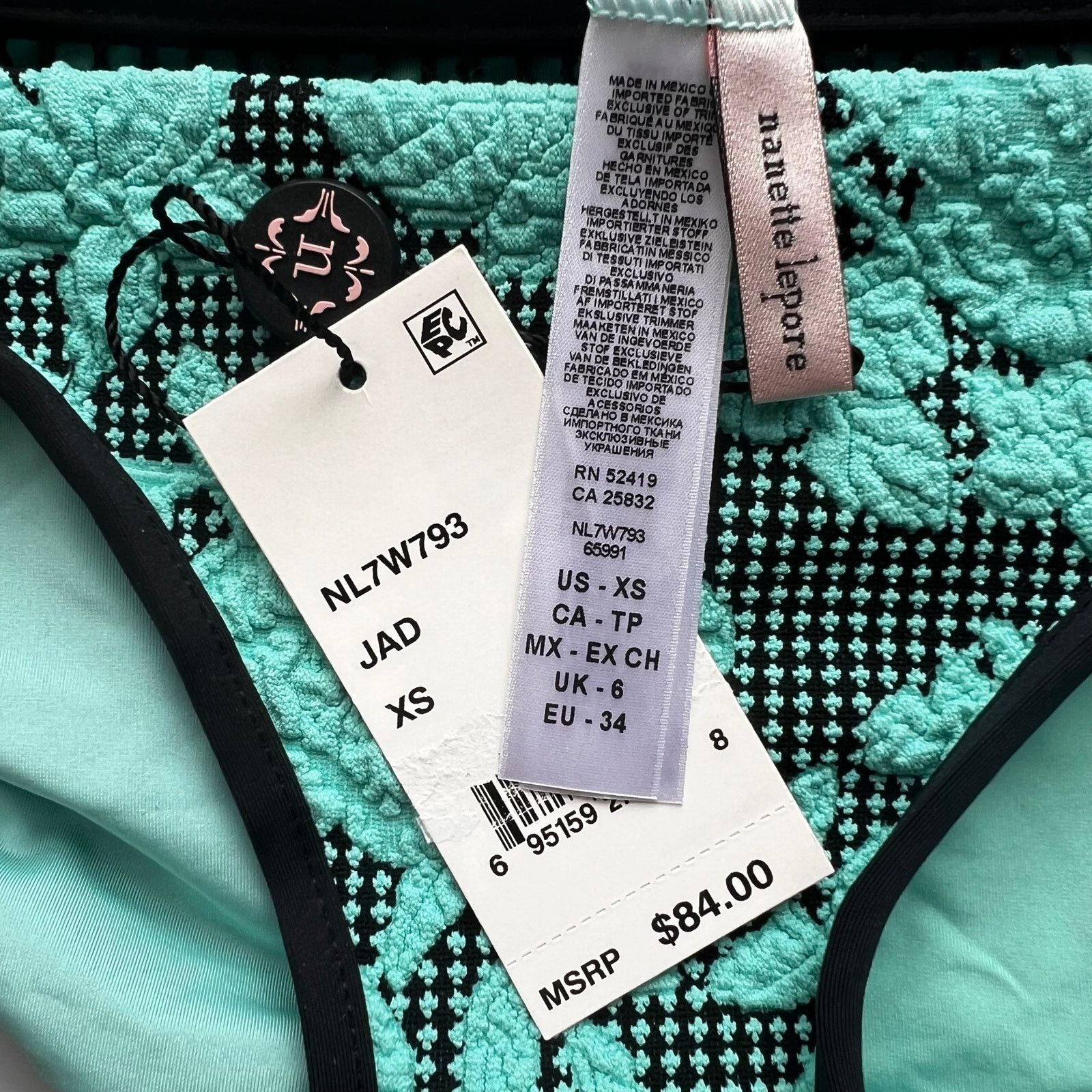 Nanette Lepore Nanette Lepore Jade Jacquard Bikini Bottom, XS Size ONE SIZE - 7 Thumbnail