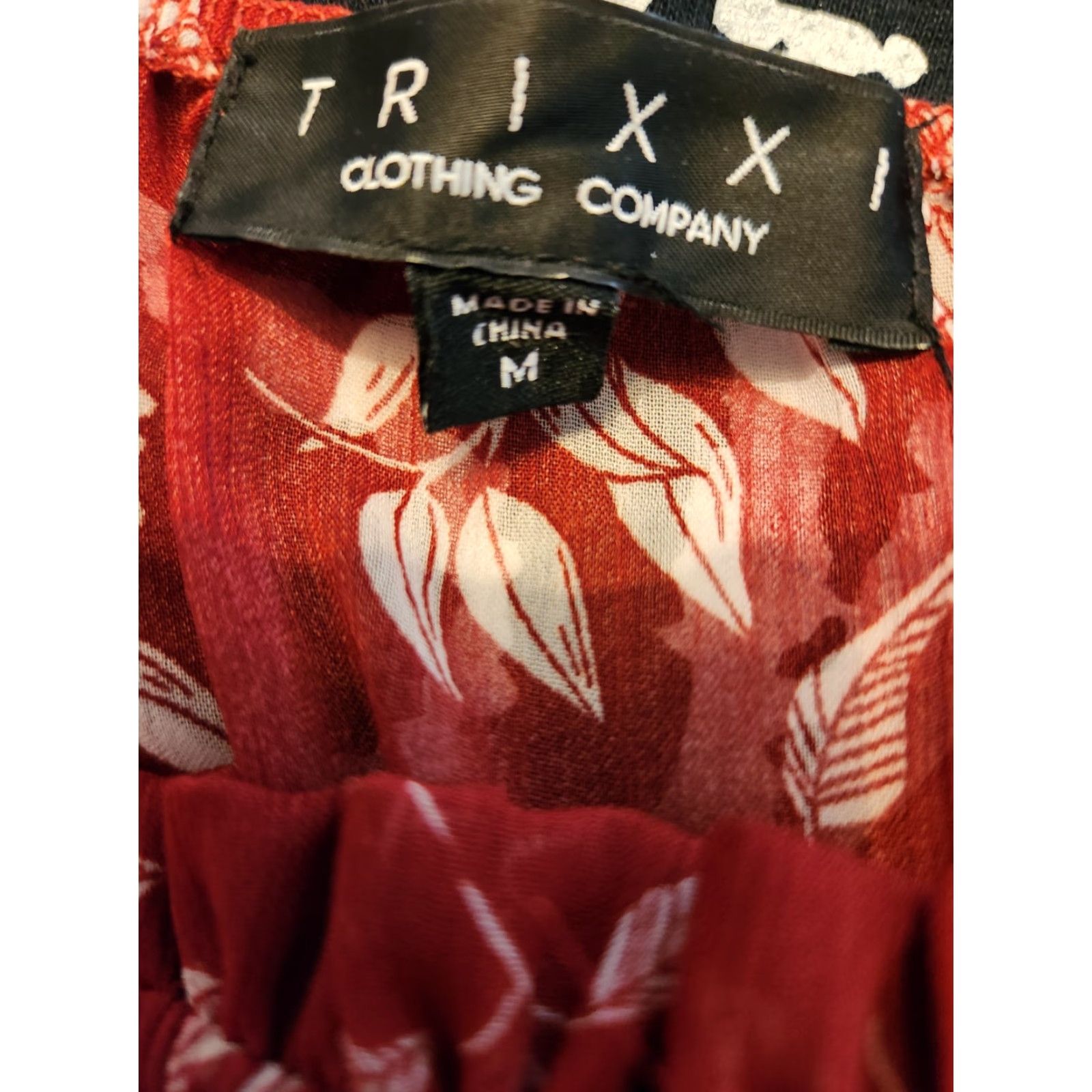 Vintage Trixxi Red Floral Smocked Waist A-Line Mini Dress Hippie Boho Sz M Adult Womens Size 32" / US 10 / IT 46 - 7 Thumbnail