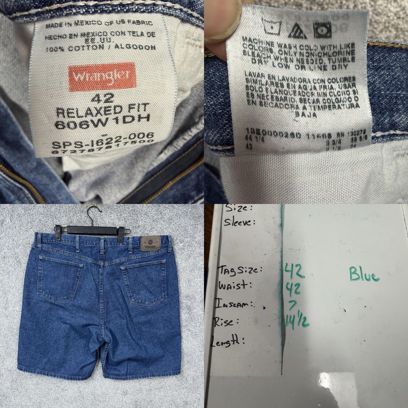 Wrangler Wrangler Bermuda Shorts Mens 42x7 Blue Denim Relaxed Fit 7 Inseam 5-Pocket logo Zip Fly Casual Summer Iconics Size US 42 / EU 58 - 8 Thumbnail