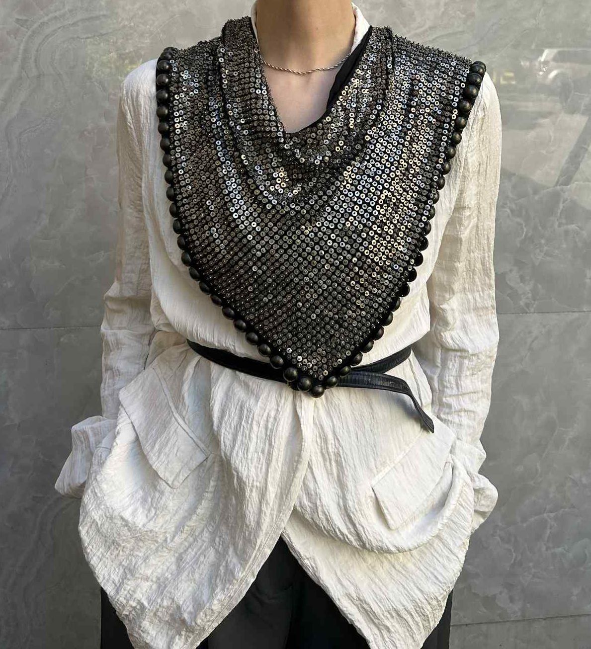 Isabel Marant Isabel Marant Pisa Silk & Brass Metal Studded Scarf Size ONE SIZE - 4 Thumbnail