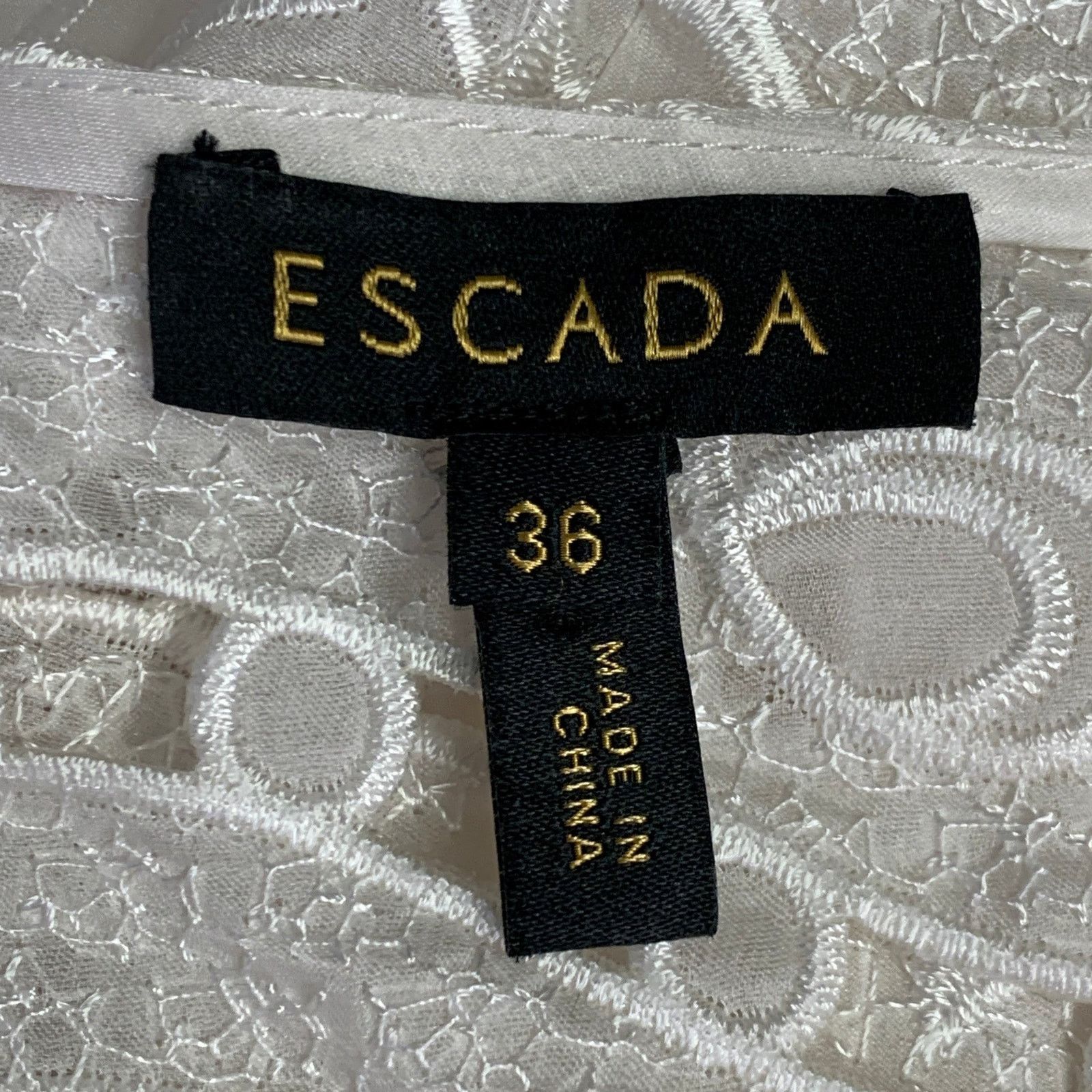 Escada Size 6 Off White Silk Lace Boat Neck Sleeveless Shift Dress Size M / US 6-8 / IT 42-44 - 5 Thumbnail