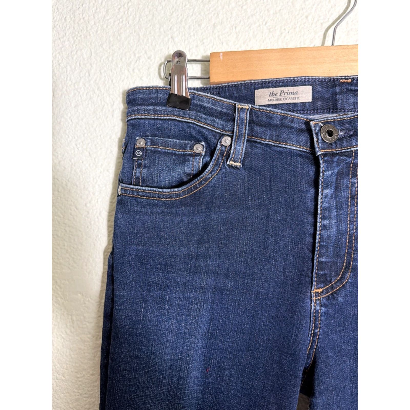 Vintage AG Adriano Goldschmied The Prima Mid Rise Cigarette Jeans Womens 30R Dark Wash Size 30" / US 8 / IT 44 - 5 Thumbnail