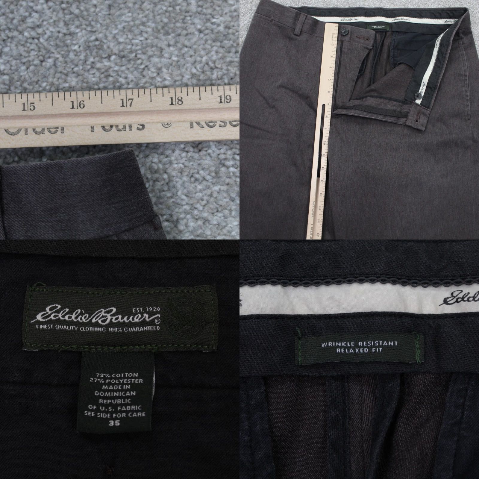 Eddie Bauer Eddie Bauer Pants Mens 35 Brown Wrinkle Resistant Relaxed Fit 36" Inseam Chino Style Slim Style? Size US 35 - 8 Thumbnail