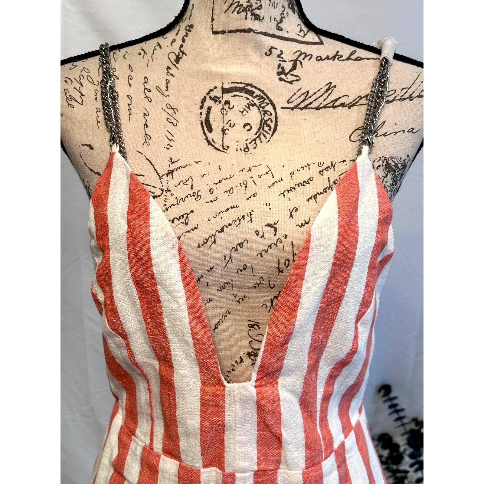 Other Millau Linen Romper Fully Lined Chain Straps Chain Accents S Size 28" / US 6 / IT 42 - 2 Thumbnail