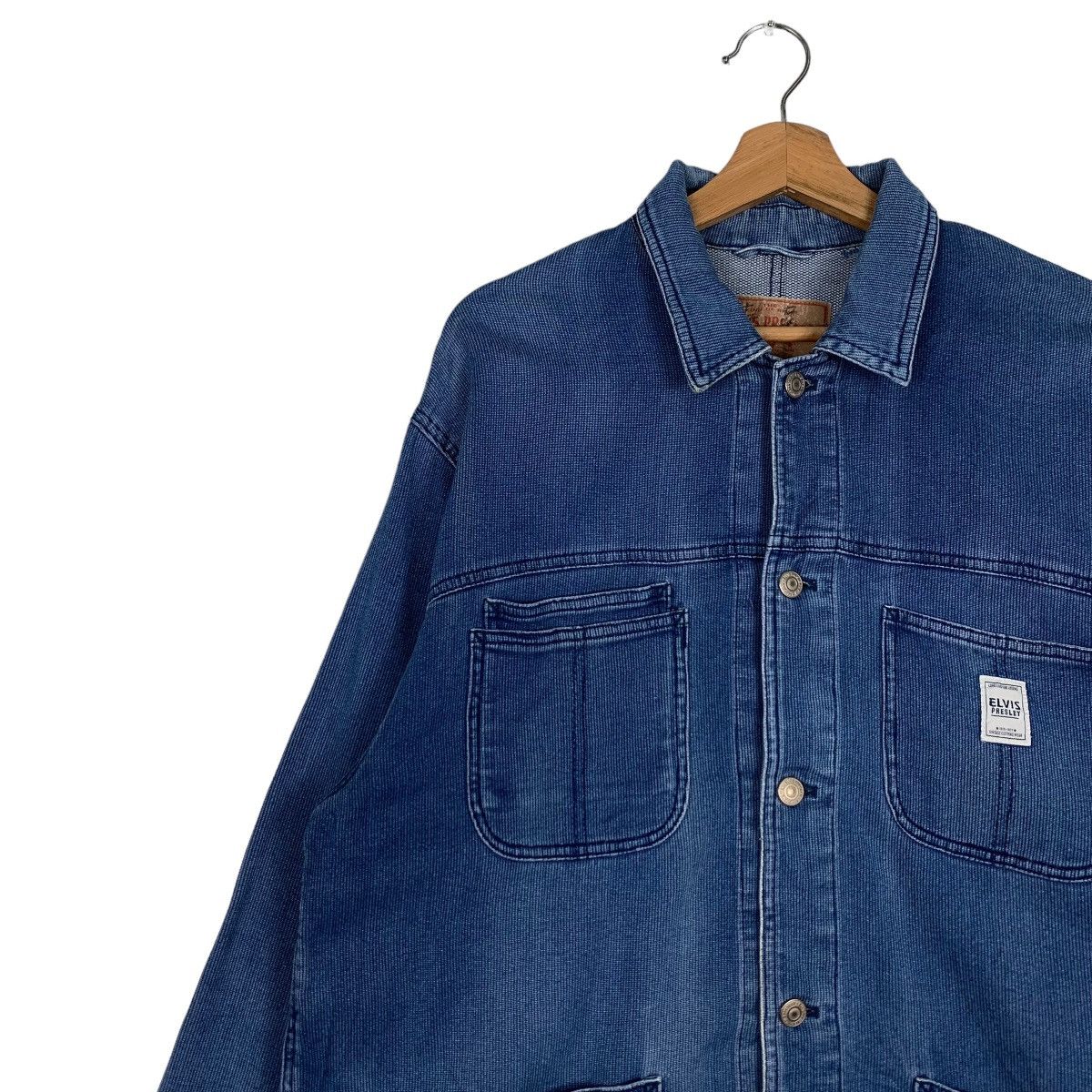Vintage ELVIS PRESLEY 4 POCKET CHORE DENIM JACKET #0567-C26 Size US L / EU 52-54 / 3 - 6 Thumbnail