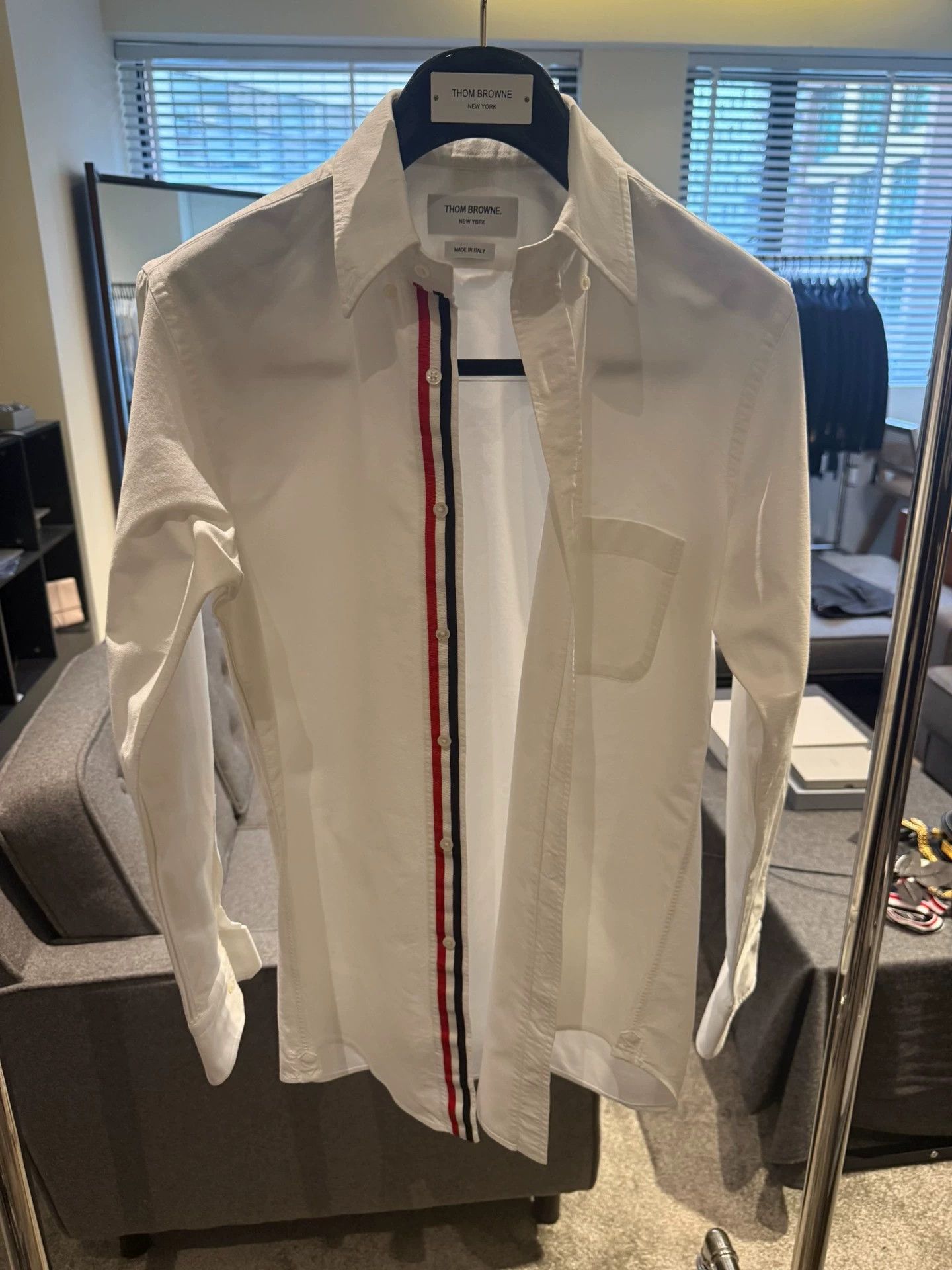 Thom Browne Thom Browne Color Placket White Oxford Shirt Size 2 9/10 Size US M / EU 48-50 / 2 - 1 Thumbnail