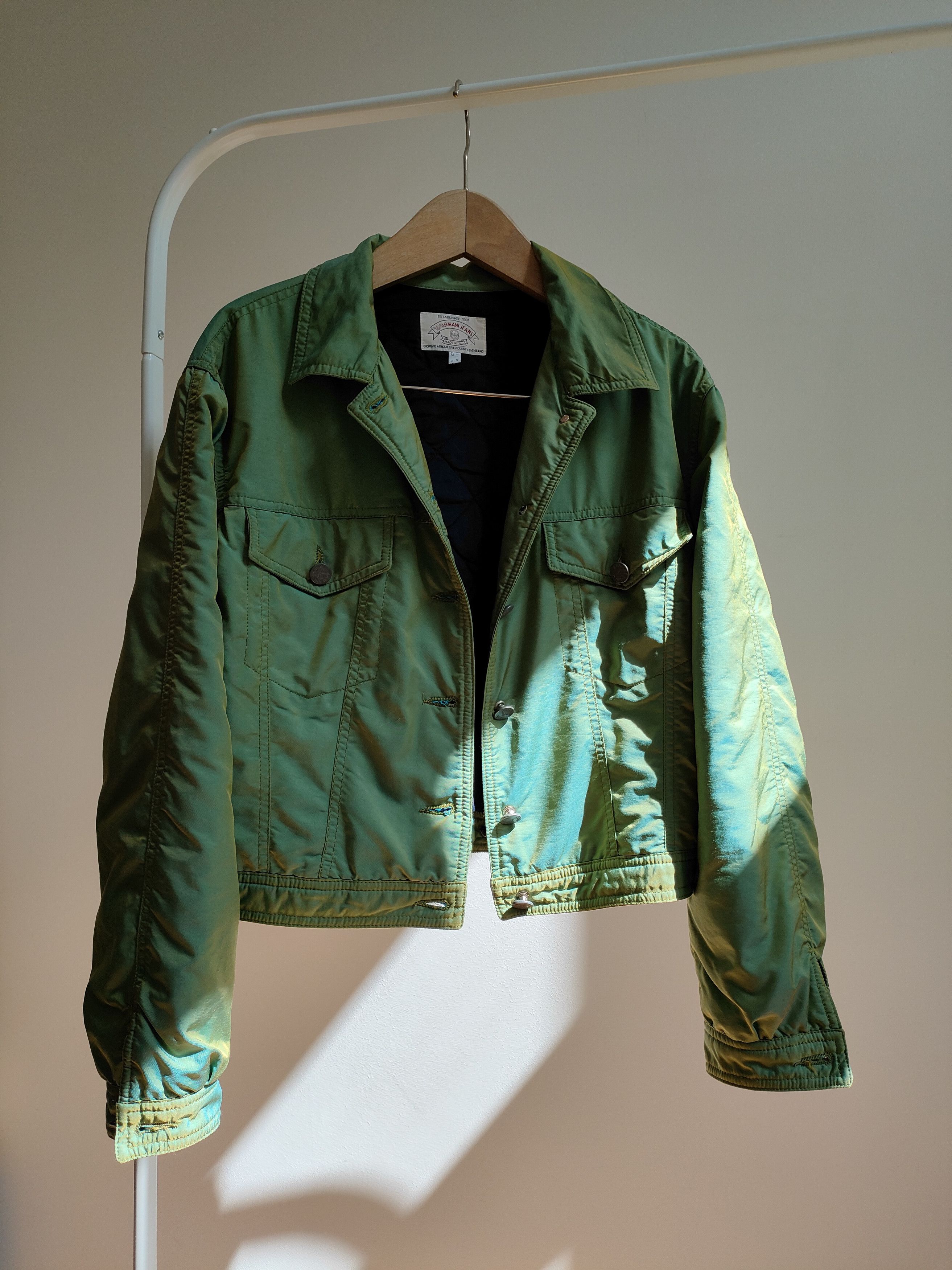 Armani 90s Armani Jeans Green Beetle Shiny Iridescent Jacket Size M / US 6-8 / IT 42-44 - 1 Thumbnail