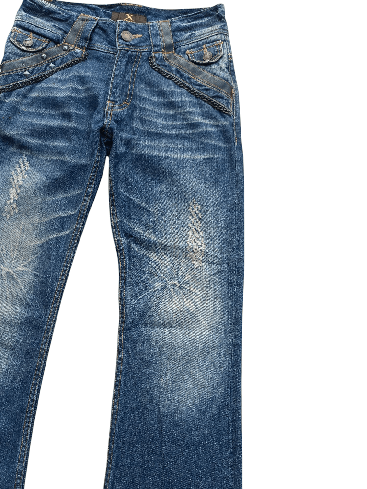 Japanese Brand × Seditionaries VTG Xfrm Japan Punk Style Stud Flare Distressed Jeans E253 Size US 29 - 7 Thumbnail