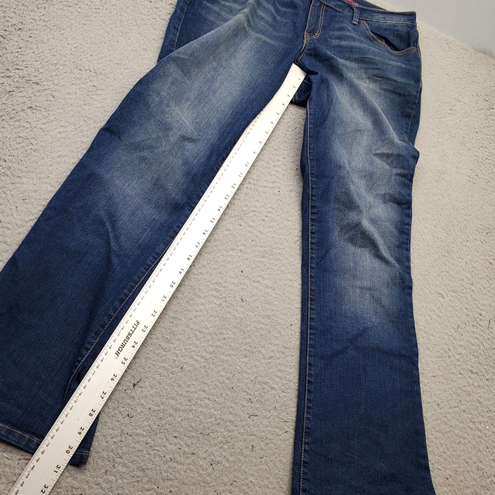 Vintage Style&co. Bootcut Jeans Womens Size 14 Blue Denim Stretch Flat Front Faded Whiskered Size 36" / US 14 / IT 50 - 5 Thumbnail