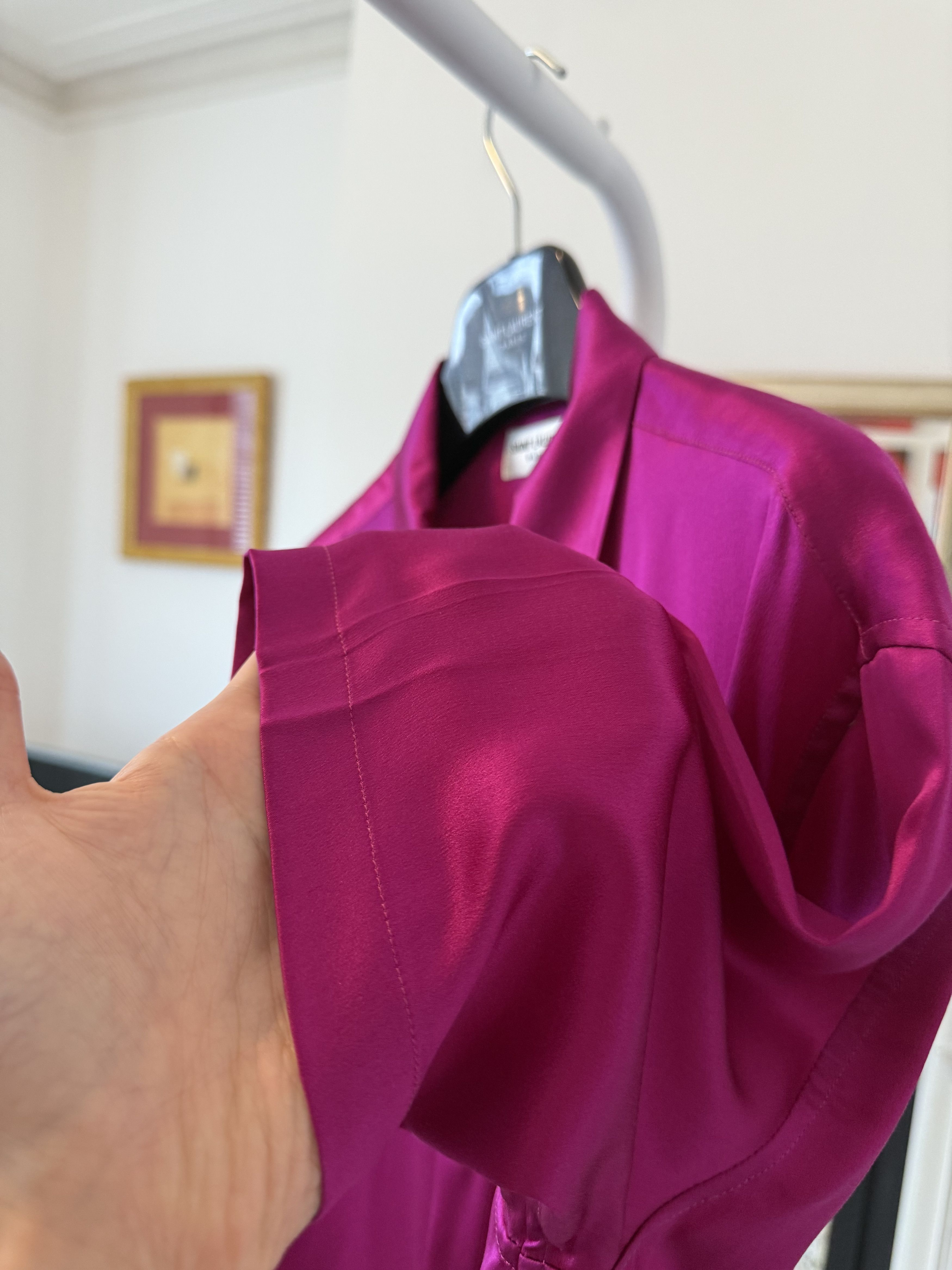Saint Laurent Paris Saint Laurent Satin Pink Silk Shirt Size US M / EU 48-50 / 2 - 8 Thumbnail