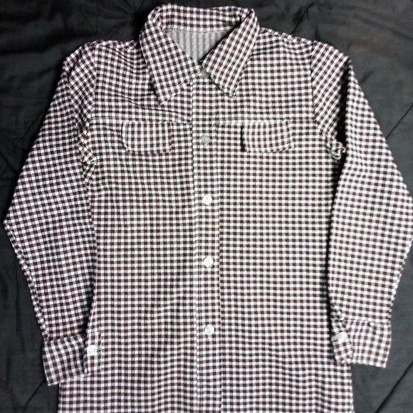Vintage Vintage 60s Plaid Checker Polyester Button Disco Shirt Size M / US 6-8 / IT 42-44 - 2 Thumbnail