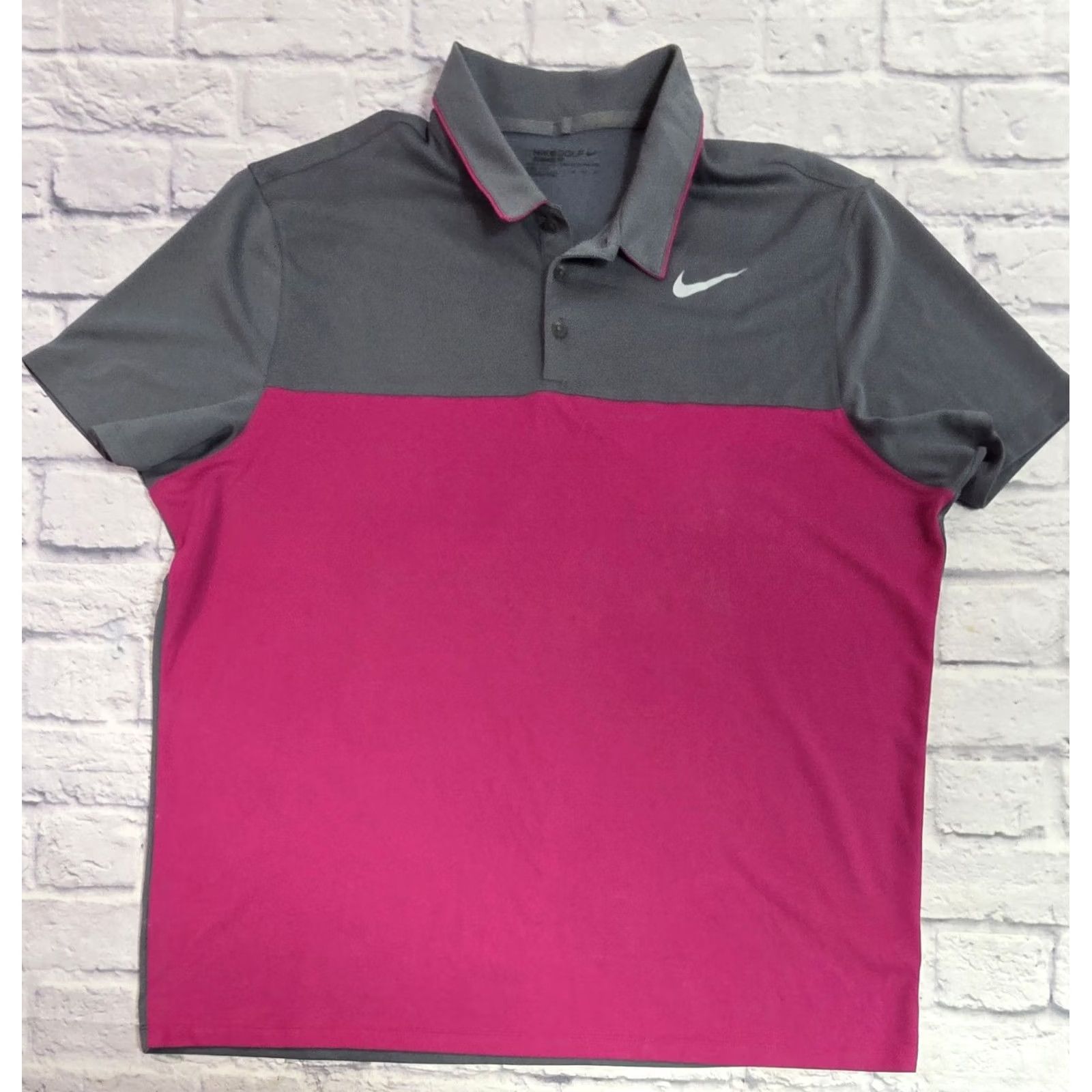 Nike Nike Golf Polo Shirt Mens XXL Dri-Fit Grey Pink Standard Fit EUC Size US XXL / EU 58 / 5 - 2 Thumbnail