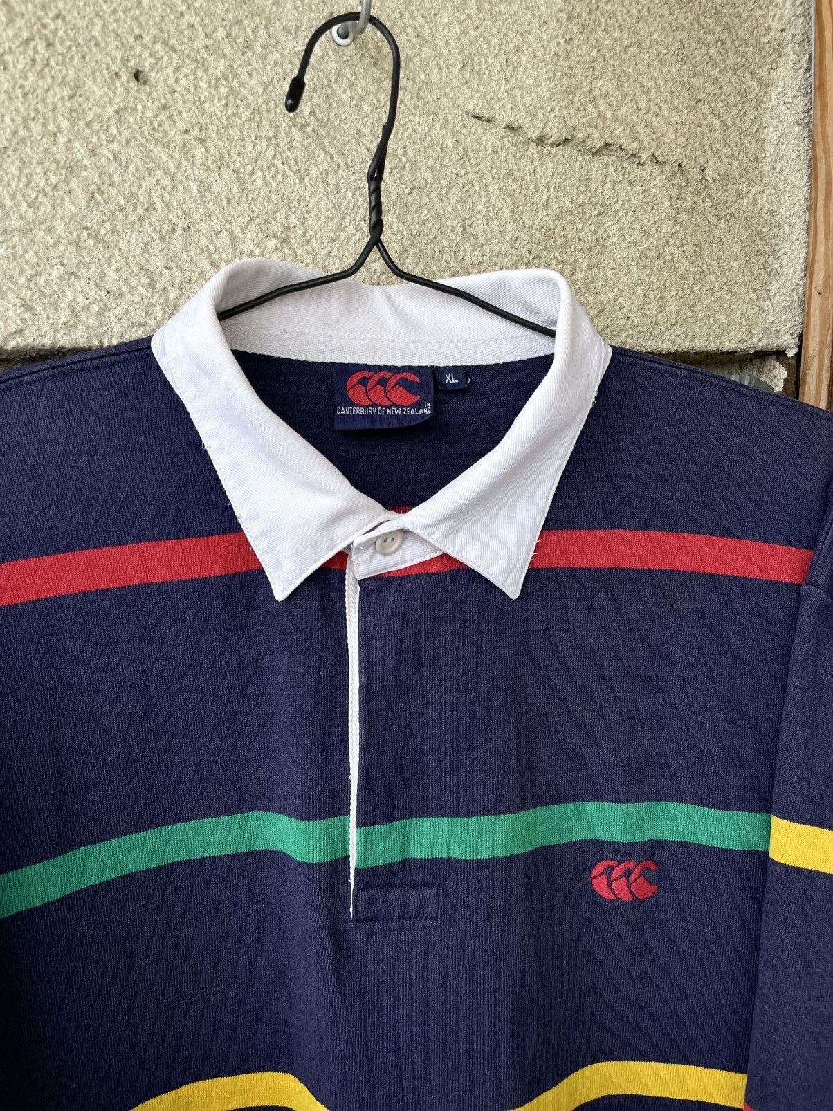 Canterbury of New Zealand Vintage 90s Canterbury Rugby Shirt LS Striped Jersey Size US XL / EU 56 / 4 - 3 Thumbnail