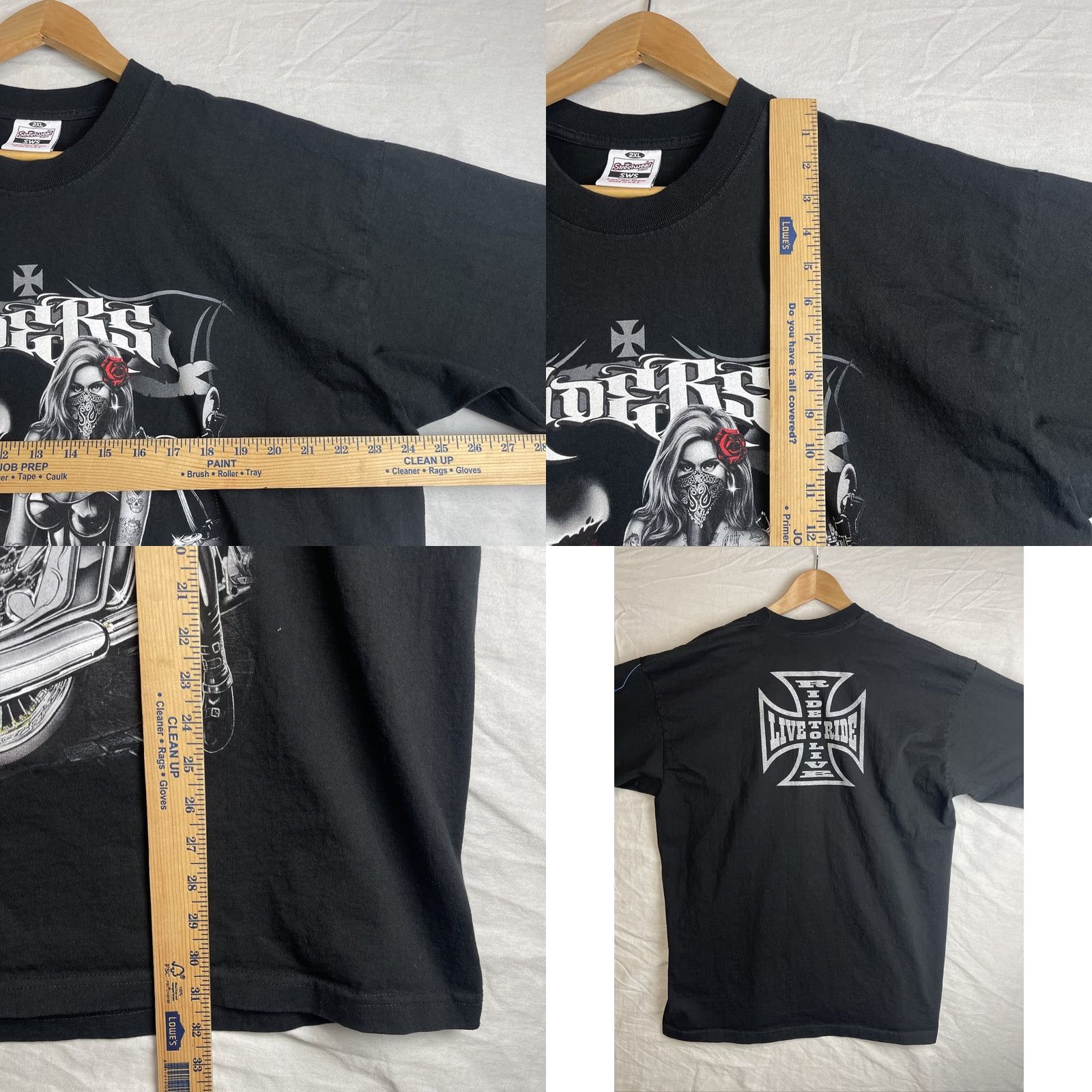 Olive Riders Shirt Mens 2XL Black Live To Ride Biker Motorcycle Skull Short Sleeve Shirt Size US XXL / EU 58 / 5 - 8 Thumbnail