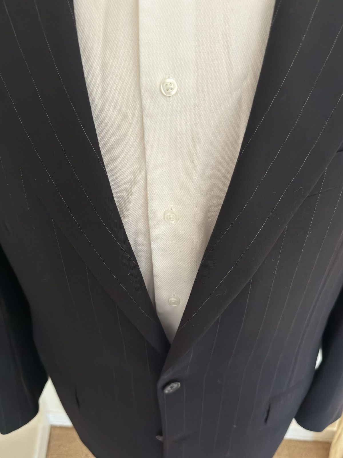 Oxxford Clothes OXXFORD CLOTHES Black Pinstripe Wool Suit Size 42T $4295 Size 42L - 5 Thumbnail