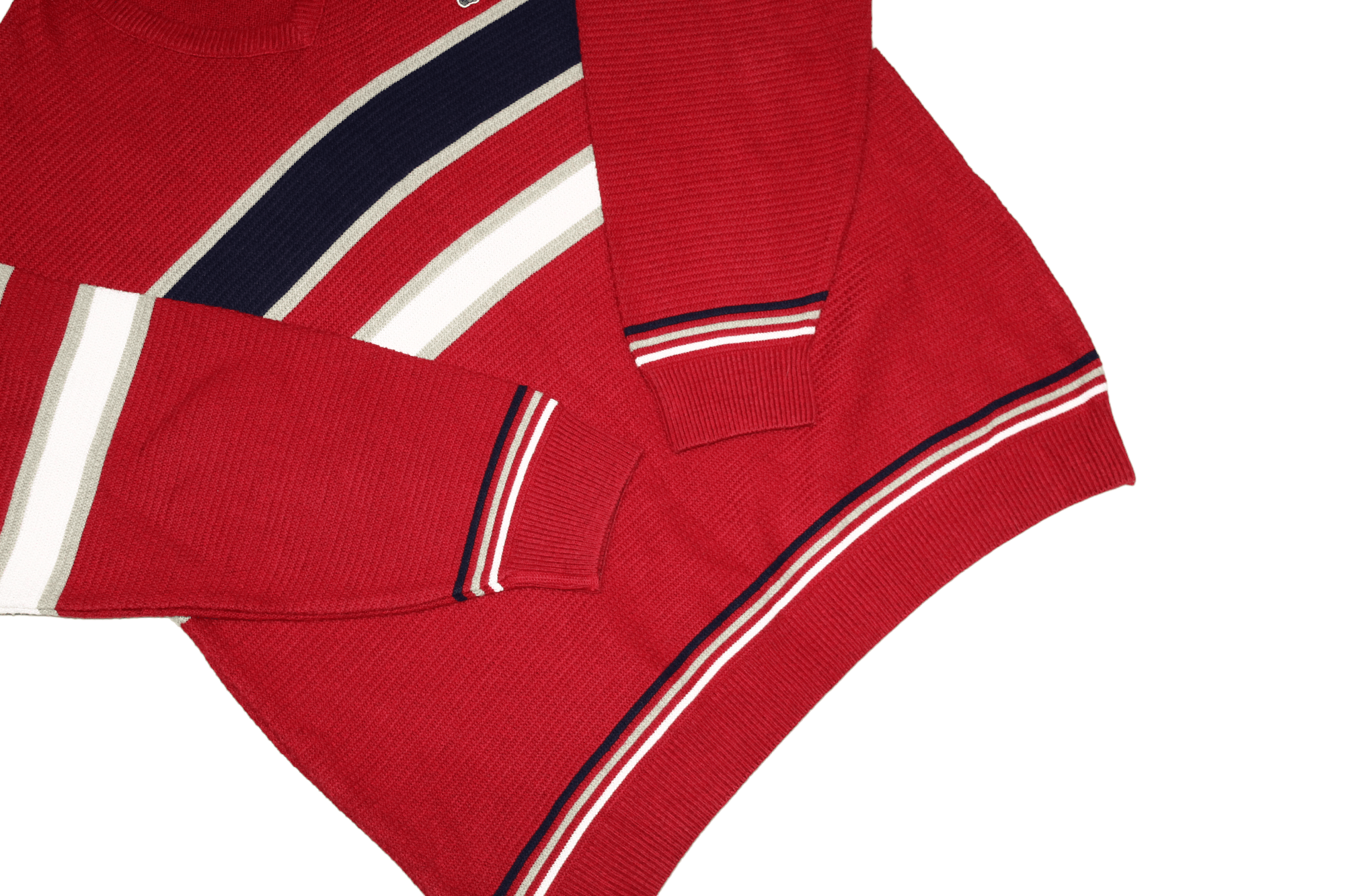 Lacoste VTG 80s Lacoste V-neck Rib Knit Acrylic Cotton Jumper Size US XL / EU 56 / 4 - 6 Thumbnail
