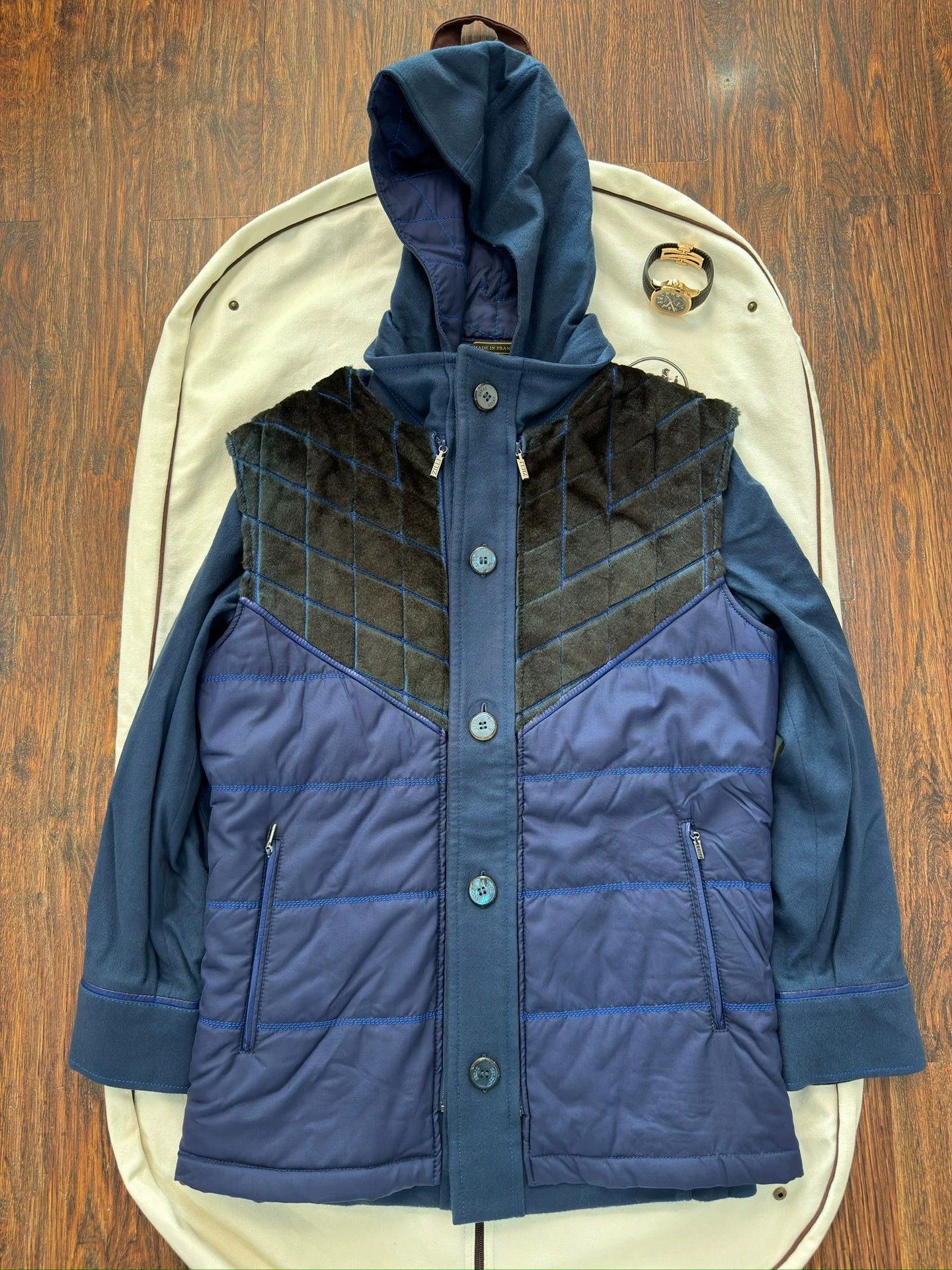 Zilli Blue Quilted Hooded Jacket Size M Size US M / EU 48-50 / 2 - 1 Thumbnail