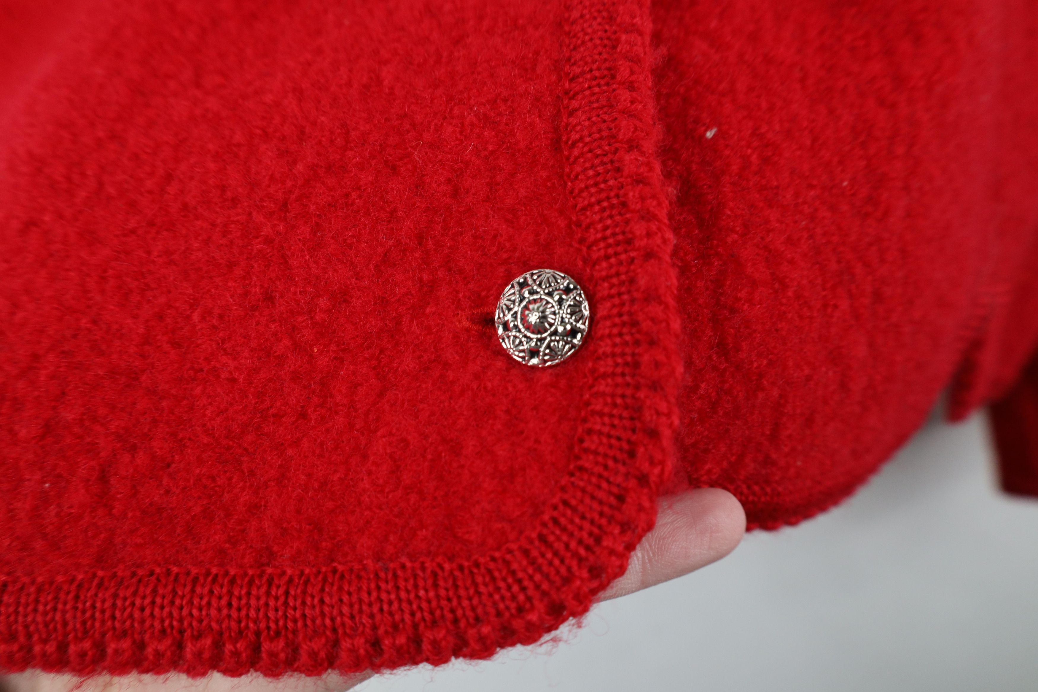 Orvis Vintage 90s Orvis Boiled Wool Cardigan Sweater Red Size L / US 10 / IT 46 - 7 Thumbnail