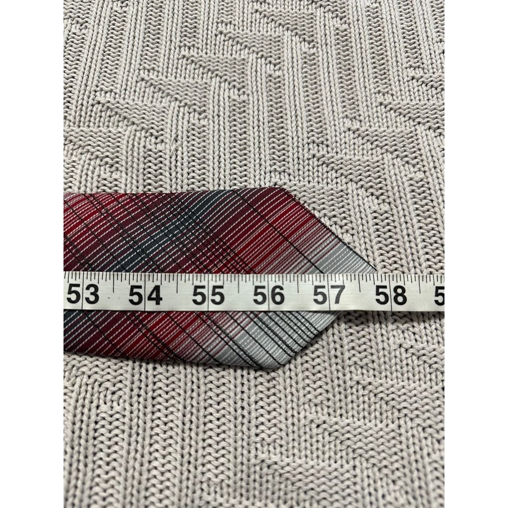 Vintage Michelle red and silver plaid tie
