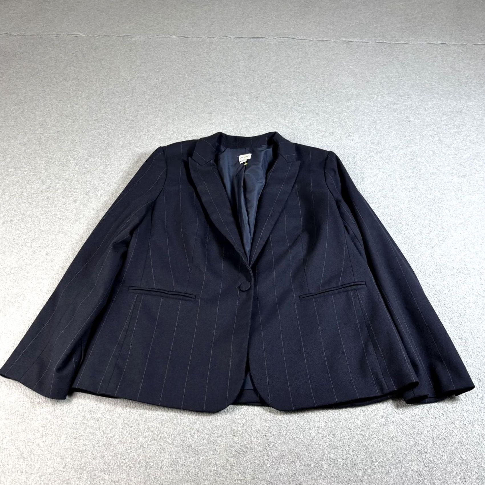 J.Crew J.Crew Blazer Women 16 Blue Pinstripe One Button Jacket Career Heritage Office Shirt Size XXL / US 16-18 / IT 52-54 - 2 Thumbnail