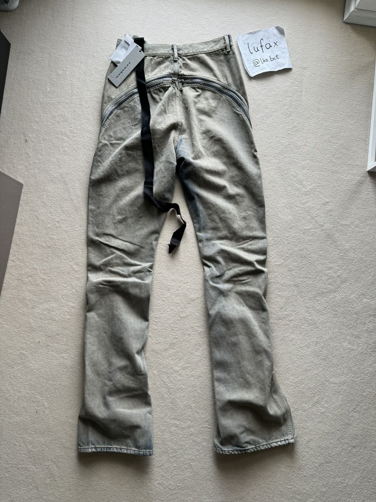 Rick Owens NEW | FW22 MINERAL PEARL BOLAN BANANA BOOTCUT ZIP DENIM