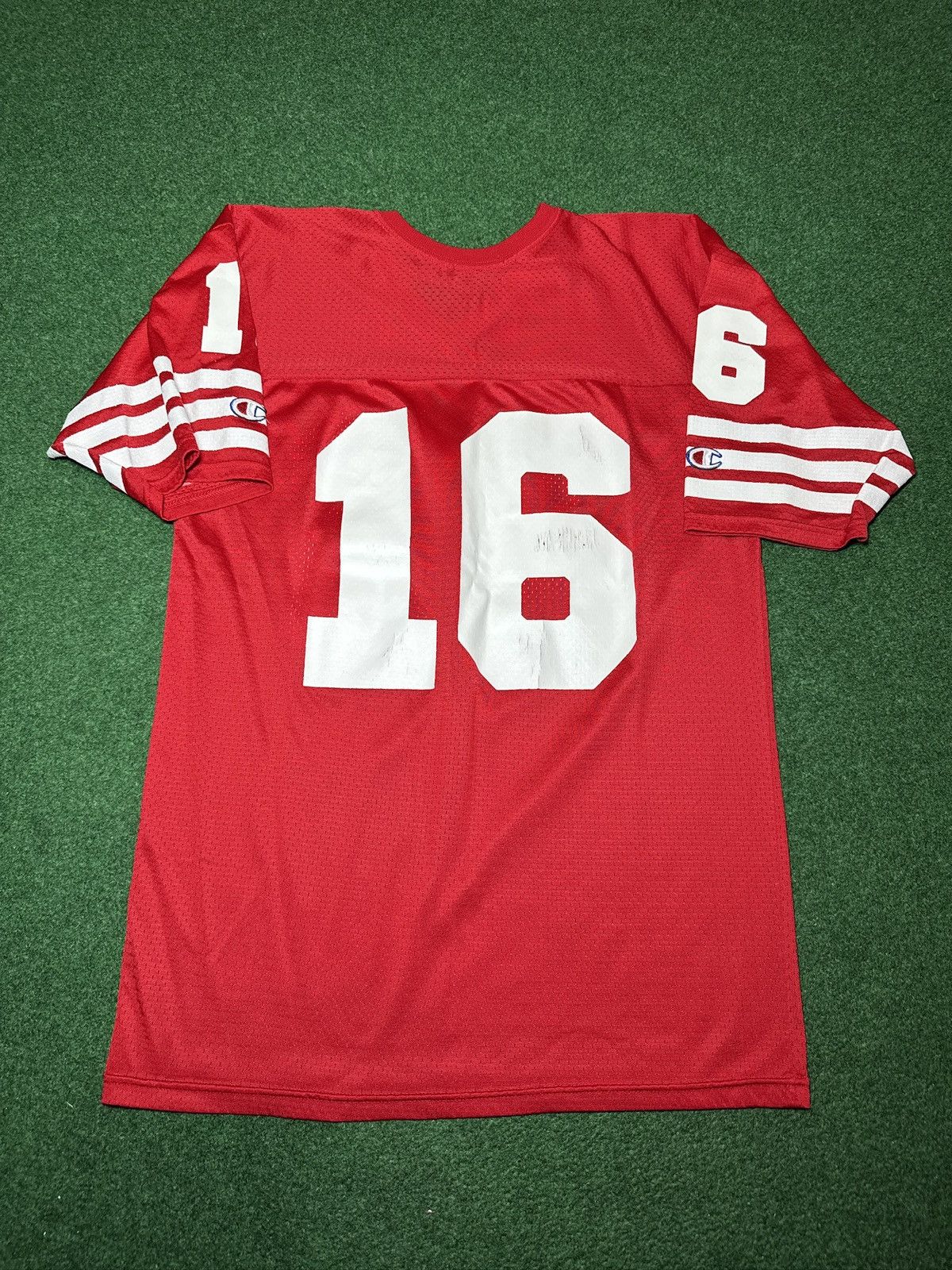 Champion Vintage Joe Montana Red Champion #16 Football Jersey 21x31 Size US L / EU 52-54 / 3 - 2 Thumbnail
