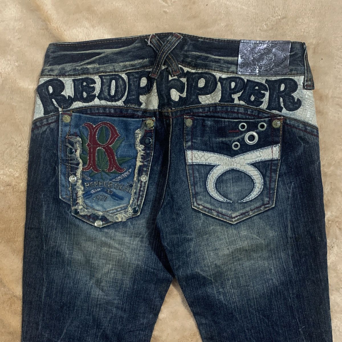 Affliction 🔥Hot🔥Japanese Red Pepper & Marijuana Embroidery Jeans 🔥 Size US 30 / EU 46 - 1 Thumbnail