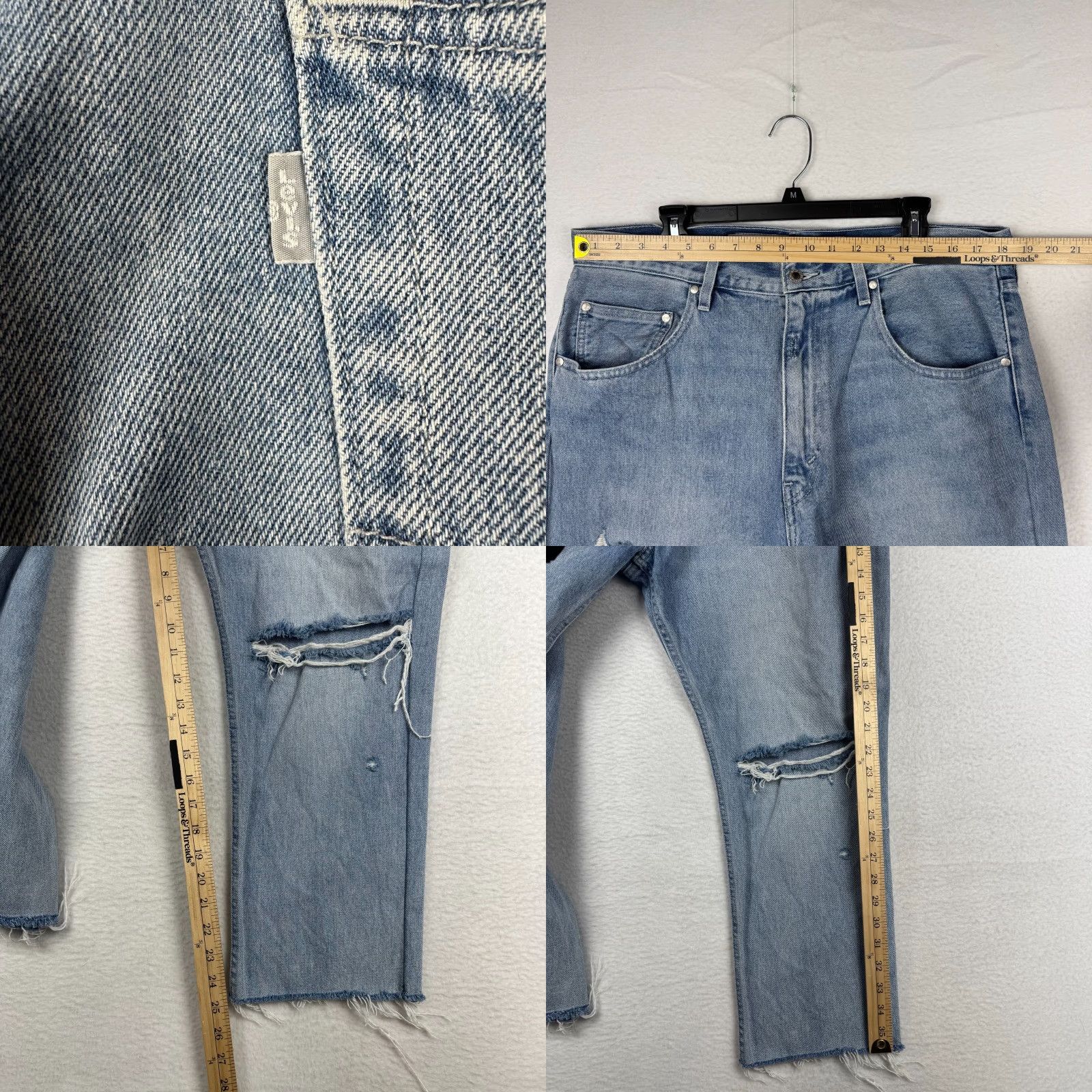 Levi's Vintage Levi's Silvertab Straight Fit Jeans 36x25 Light Wash Distressed 5-Pocket Denim Men Size US 36 / EU 52 - 8 Thumbnail