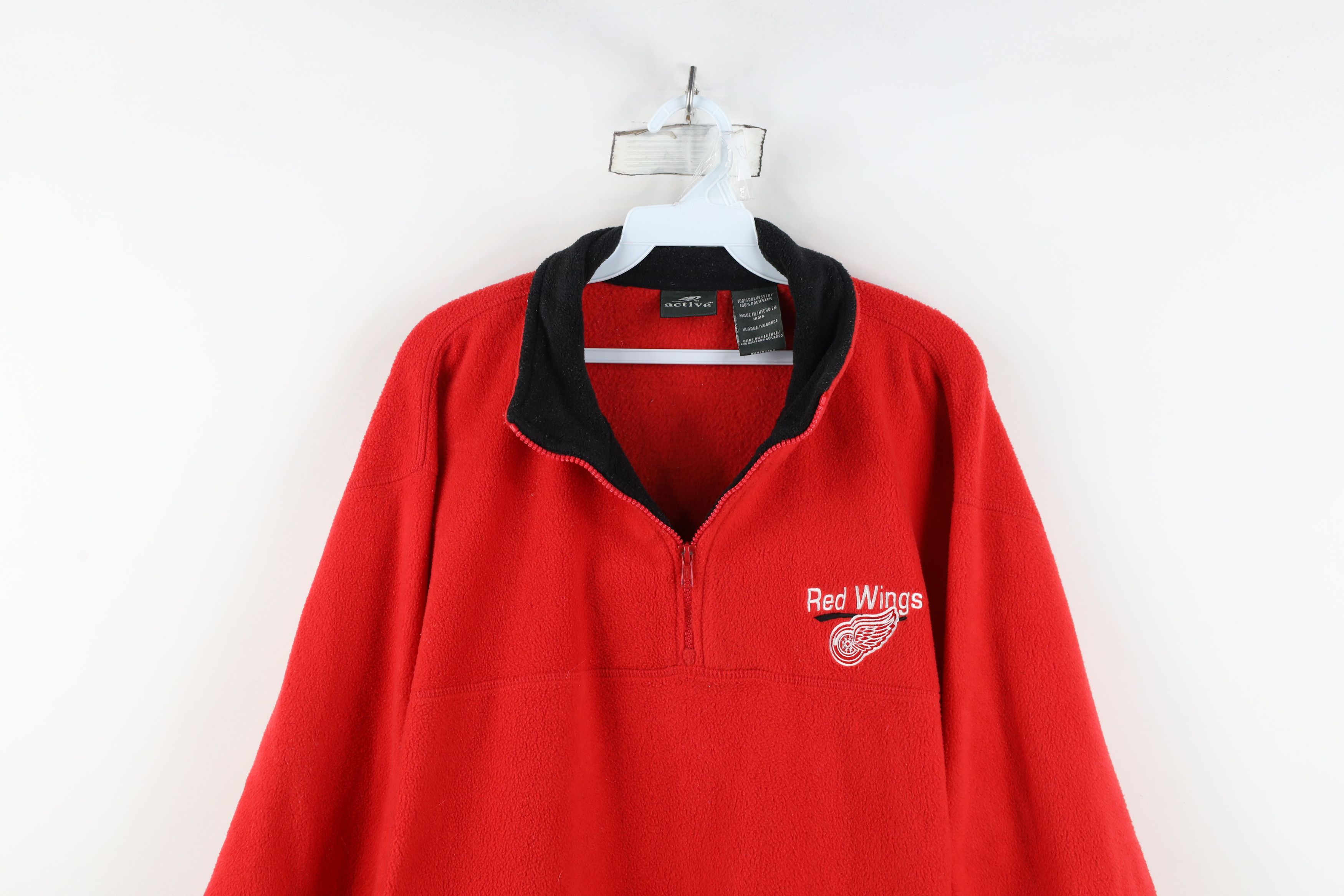 Vintage Vintage 90s Detroit Red Wings Hockey Half Zip Fleece Sweater Size US XL / EU 56 / 4 - 2 Thumbnail