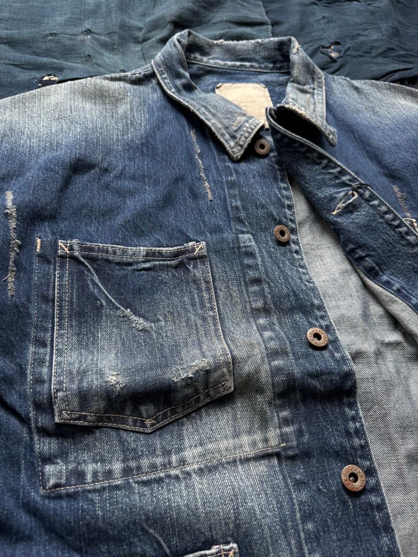 Madness MADNESS 4P Regenerated Denim Chore Jacket Size US XXS / EU 40 - 7 Thumbnail
