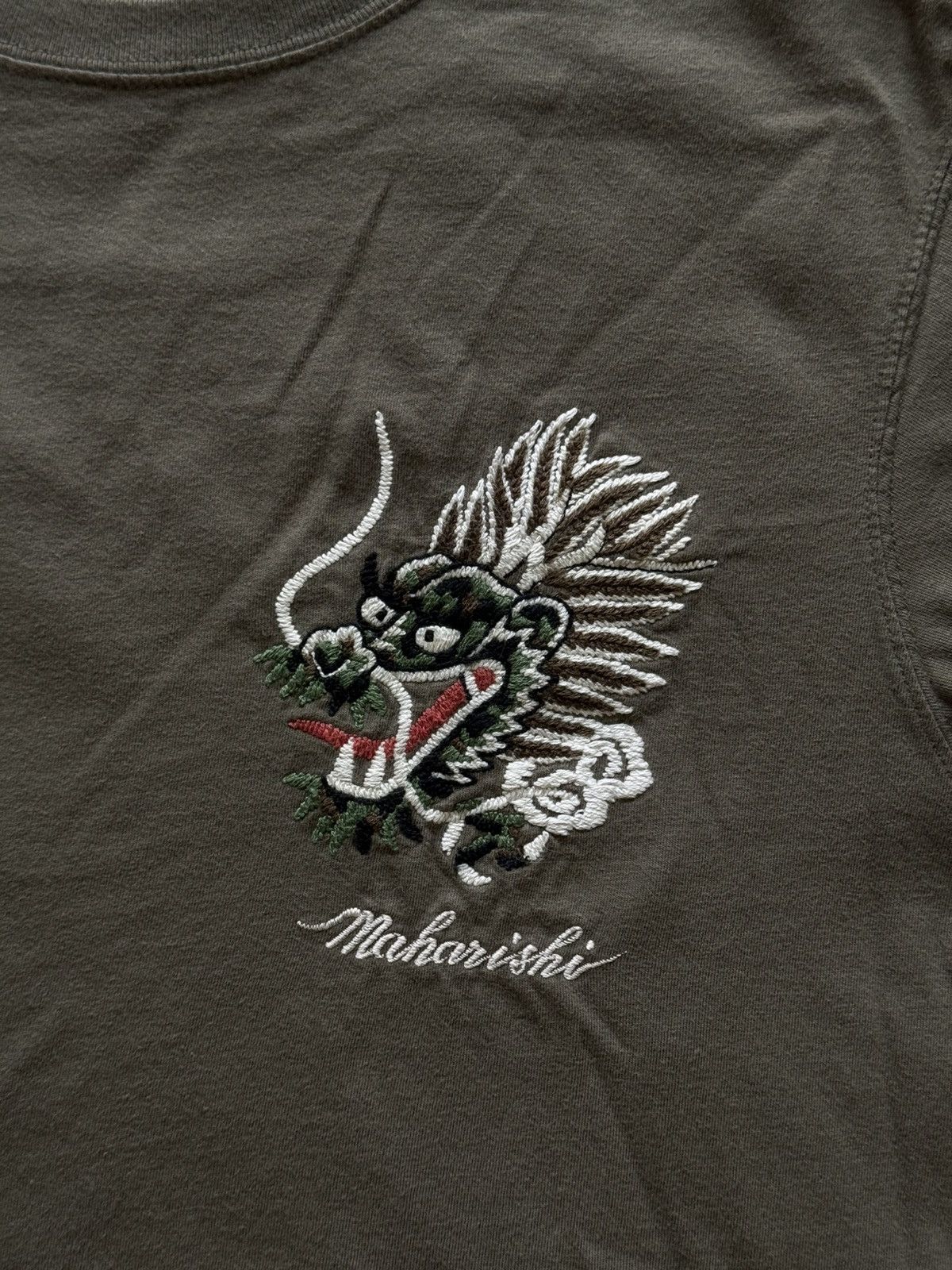 Maharishi Maharishi Embroidered Dragon T-Shirt Olive Size US S / EU 44-46 / 1 - 5 Thumbnail