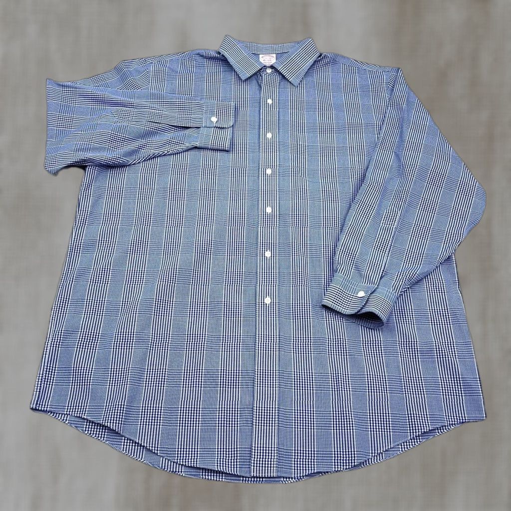 Brooks Brothers Brooks Brothers Shirt Men 17.5 34 Blue Button-Up Madison Glen Plaid Dress Casual Shirt Adult Size 48R - 1 Thumbnail