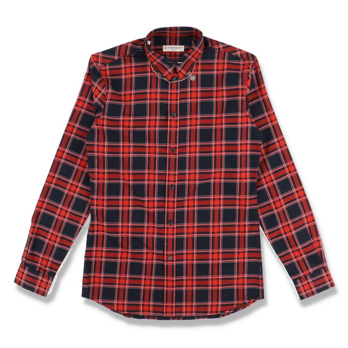 Givenchy Red And Black Check Metal Chain Shirt | Grailed