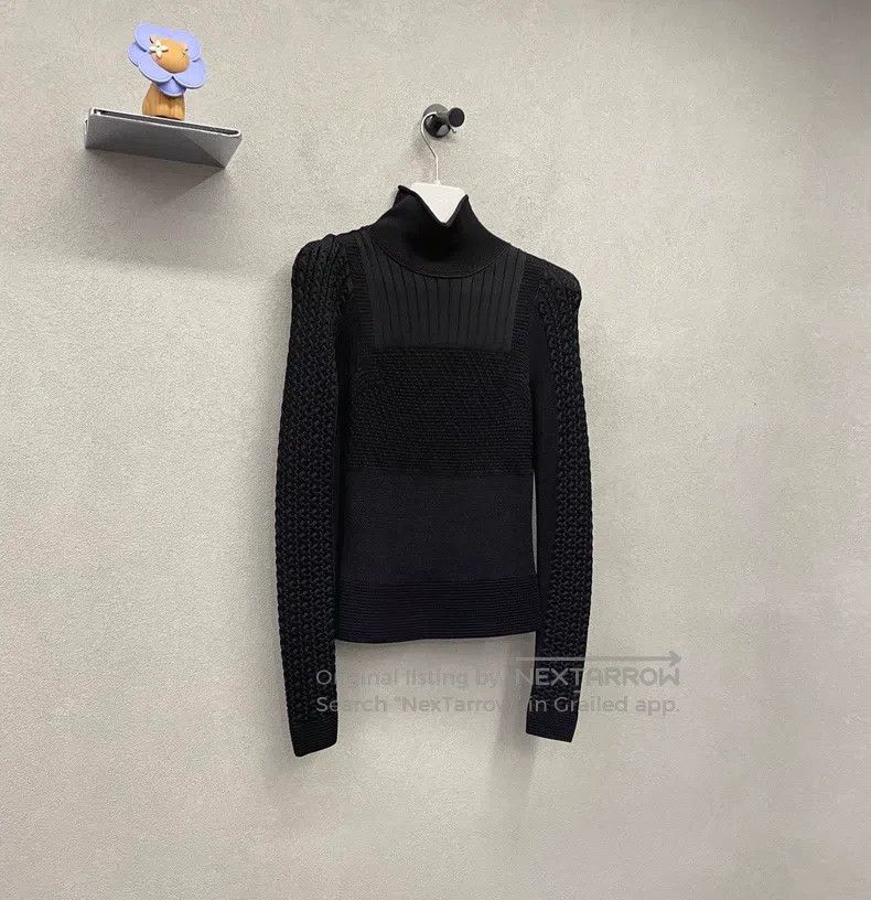 Hermes Hermes Black Ribbed Knit Long Sleeve Size XXS / US 00 / IT 34 - 3 Thumbnail