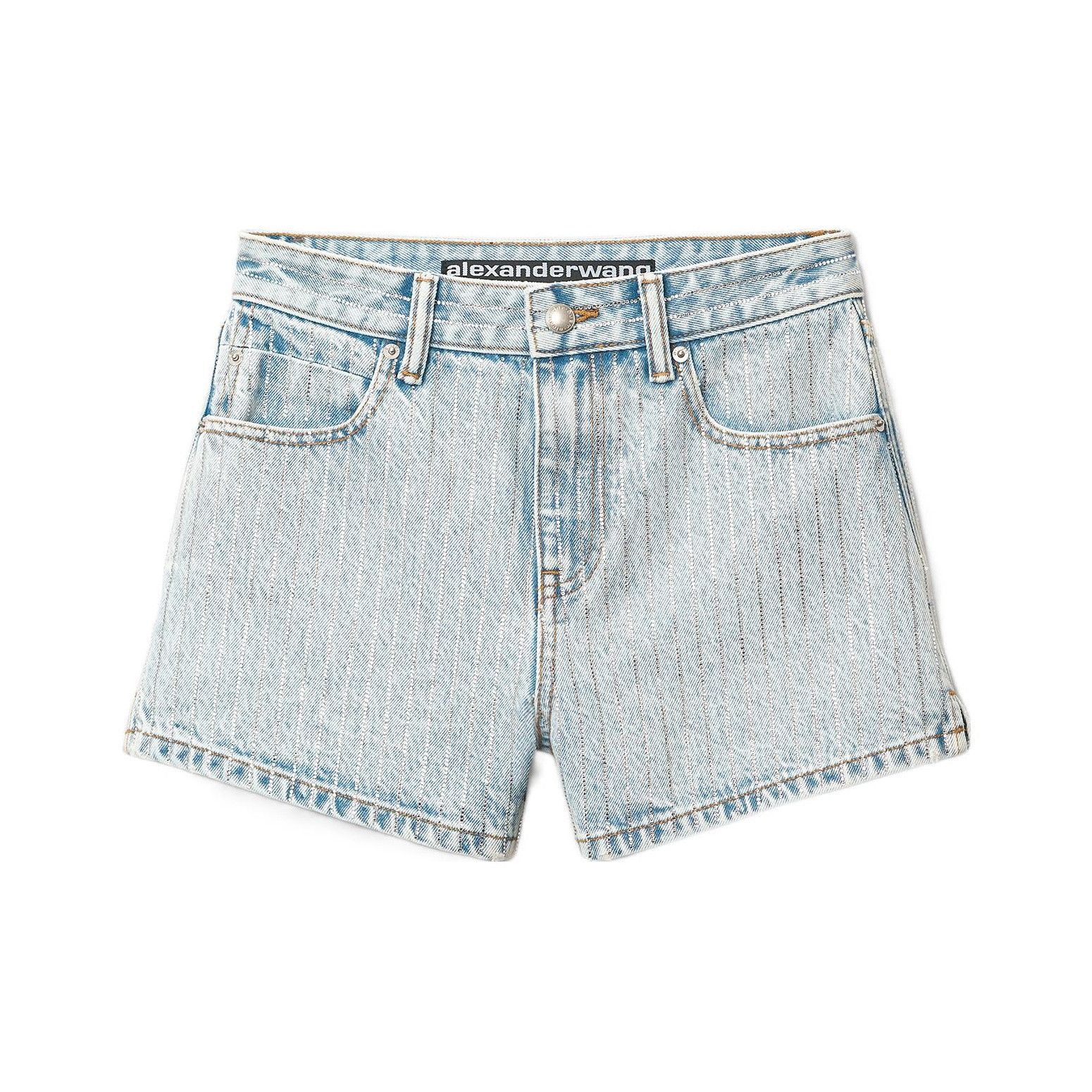 Alexander Wang Alexander Wang Crystal Stripe Denim Shorts Size 24 Size 24" / US 00 / IT 34 - 1 Thumbnail