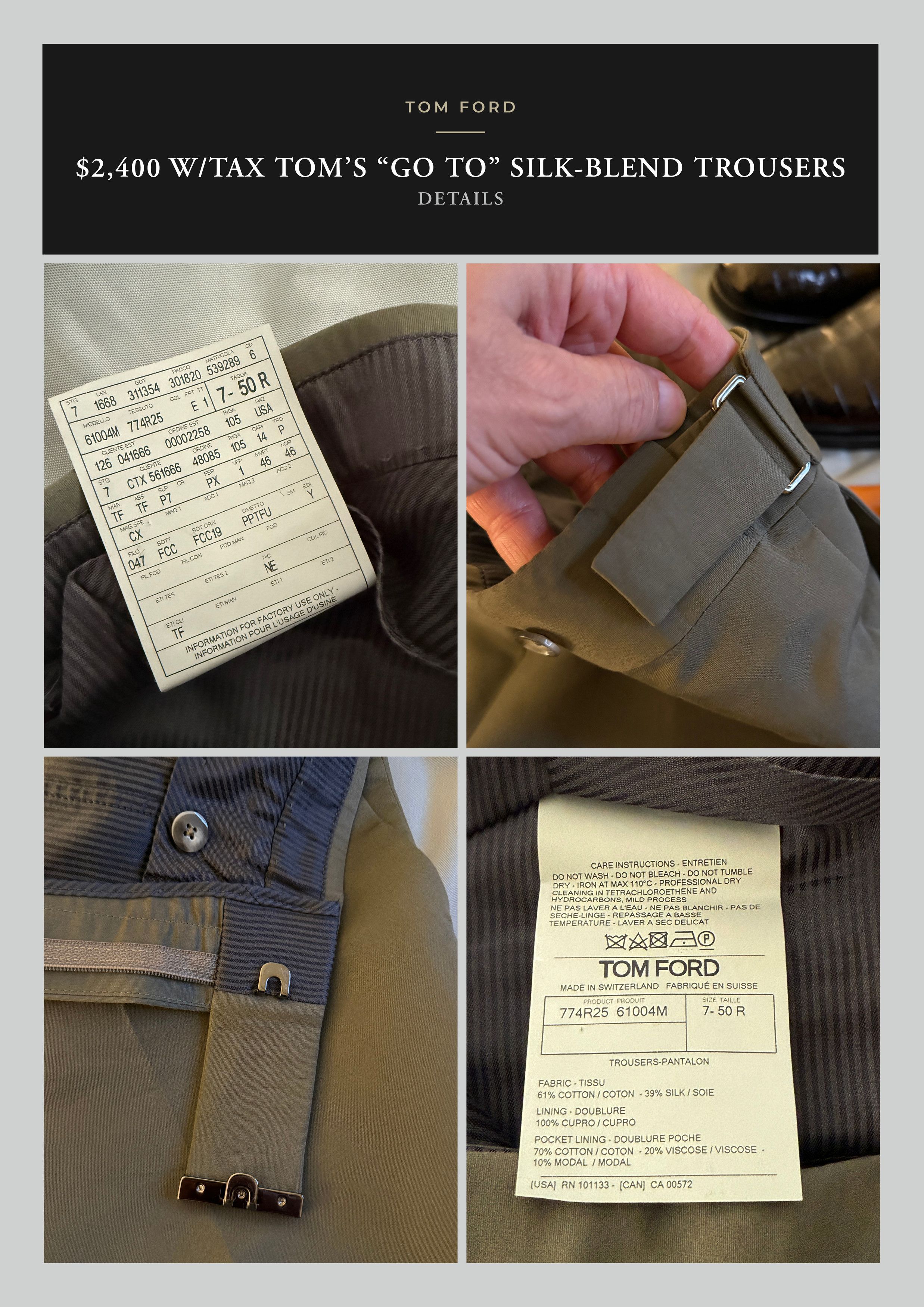 Tom Ford Best Dressed Rare $2,400 w/tax Metal Clip Silk Blend Pants Size US 34 / EU 50 - 21 Thumbnail