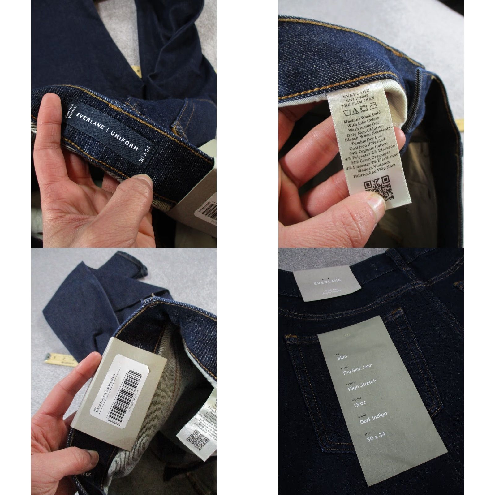 Everlane Everlane Jeans Mens Slim 30 Dark Wash Denim 30X34 NEW Blue Inseam 34 Regular Size Type: Jeans Size US 30 / EU 46 - 8 Thumbnail