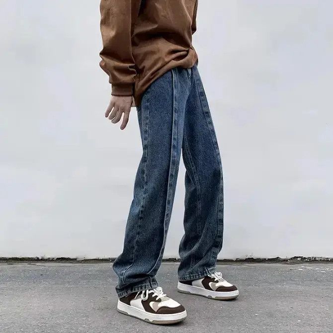Japanese Brand Loose straight leg casual patchwork jeans Size US 30 / EU 46 - 1 Thumbnail