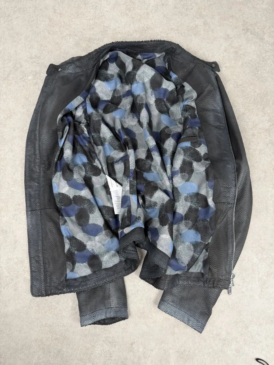 Emporio Armani SS2016 Emporio Armani Dark Blue Python Effect Leather Jacket Size US M / EU 48-50 / 2 - 4 Thumbnail