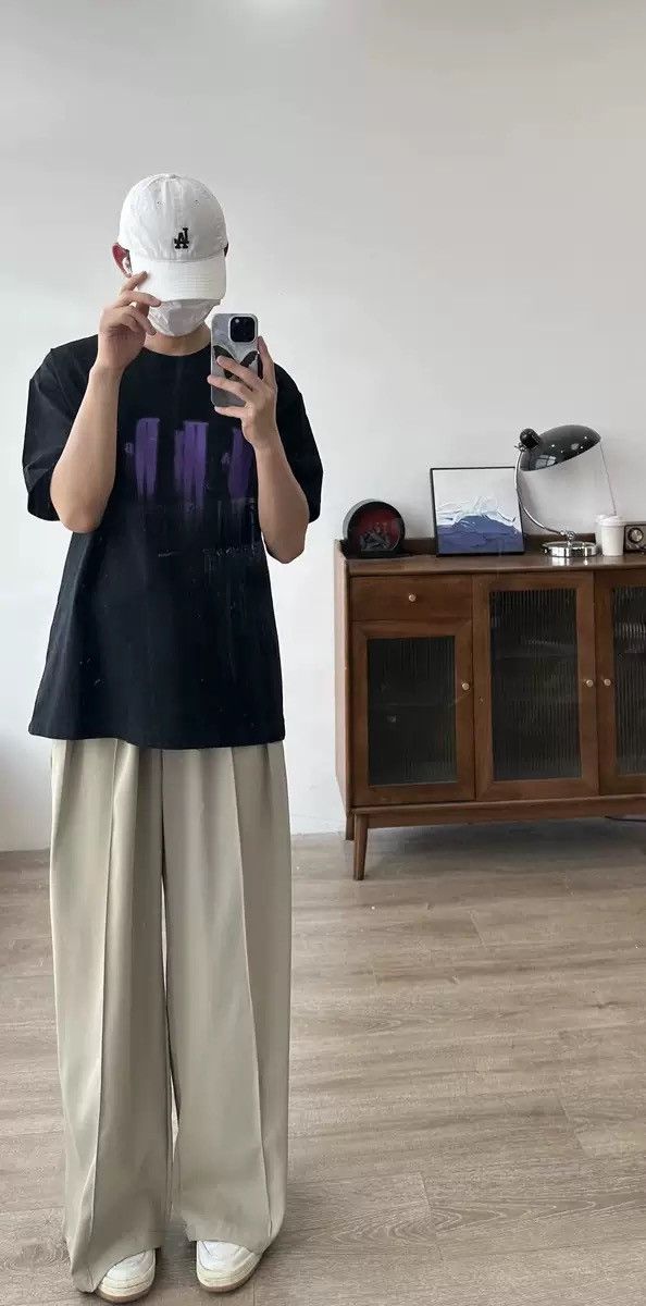 Japanese khaki loose wide-leg casual trousers