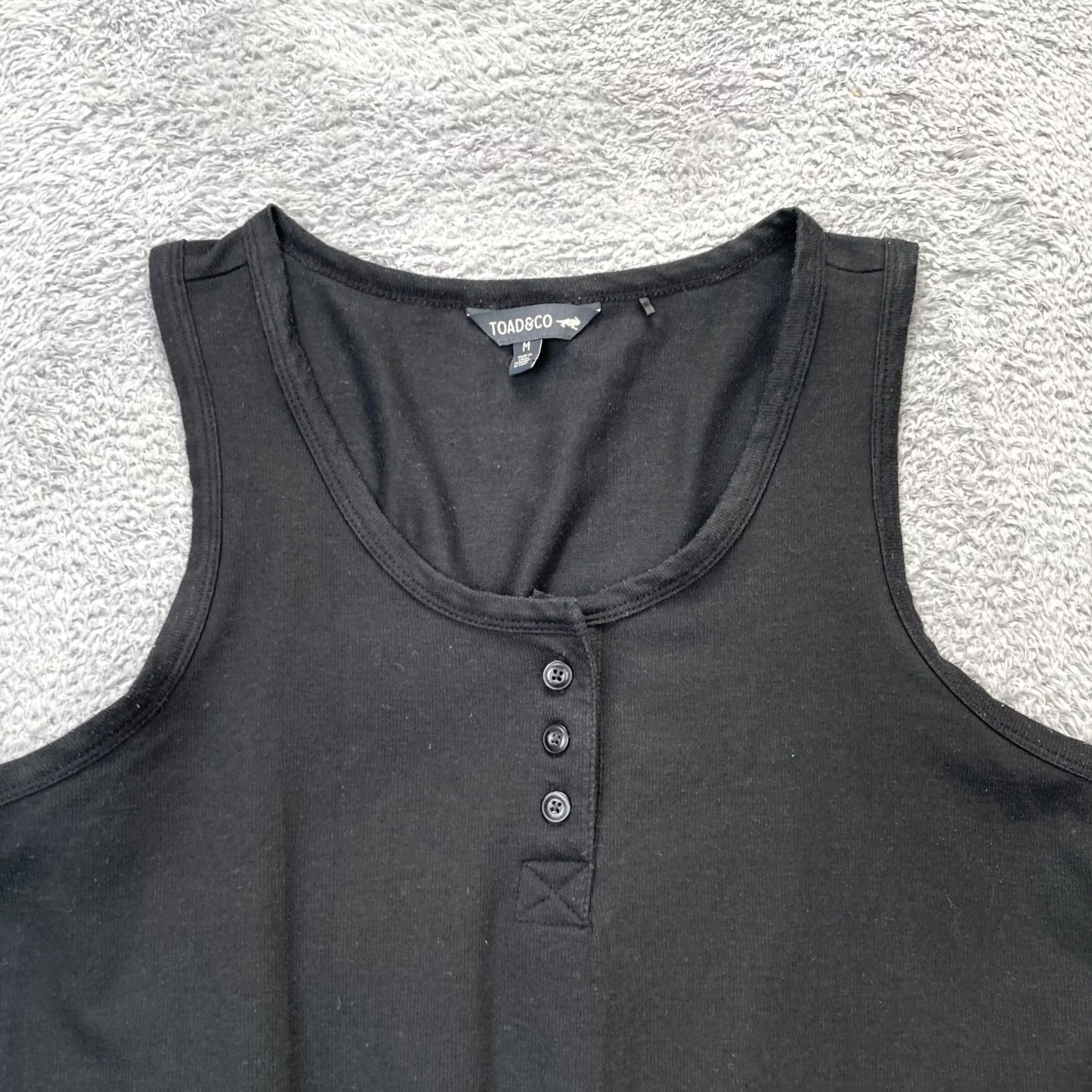Toad&Co VINTAGE Toad&Co One Piece Womens Medium Black Romper Scoop Neck Line Drawcord Waist Size 32" / US 10 / IT 46 - 7 Thumbnail