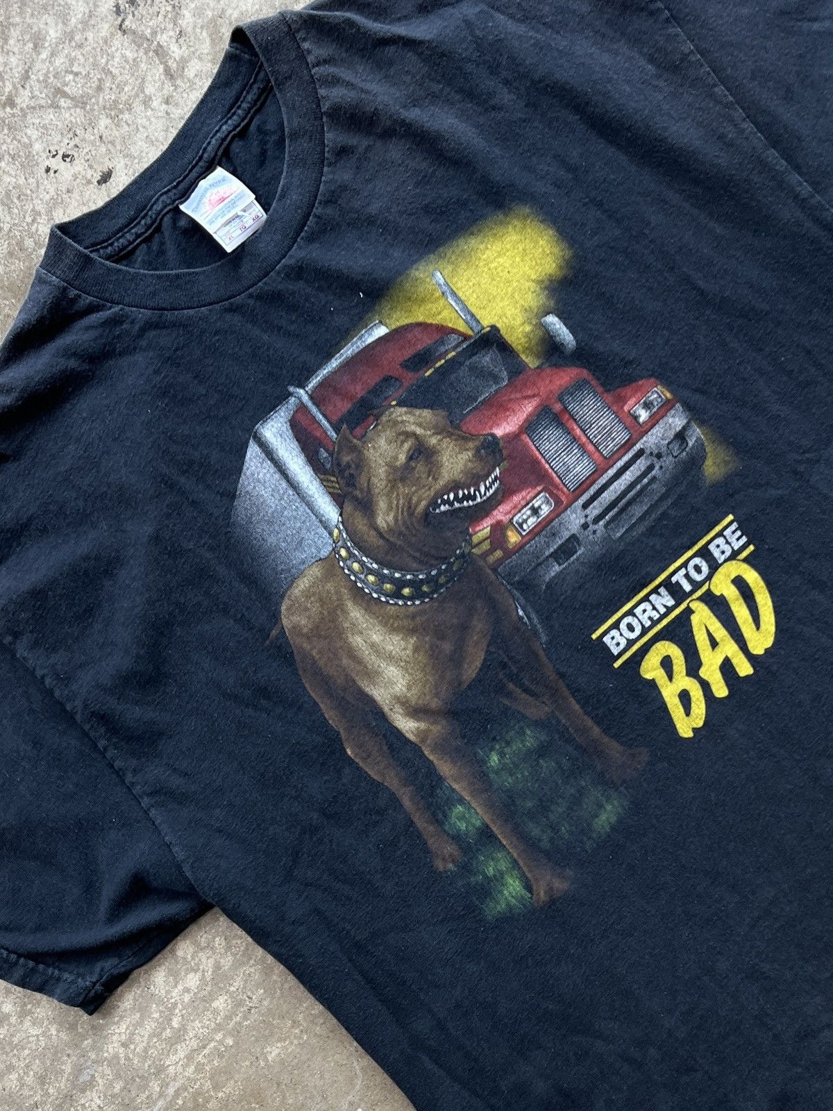 Vintage Vintage Born to Be Bad Trucker Pit Bull Motorcycle Tee XL Size US XL / EU 56 / 4 - 1 Thumbnail