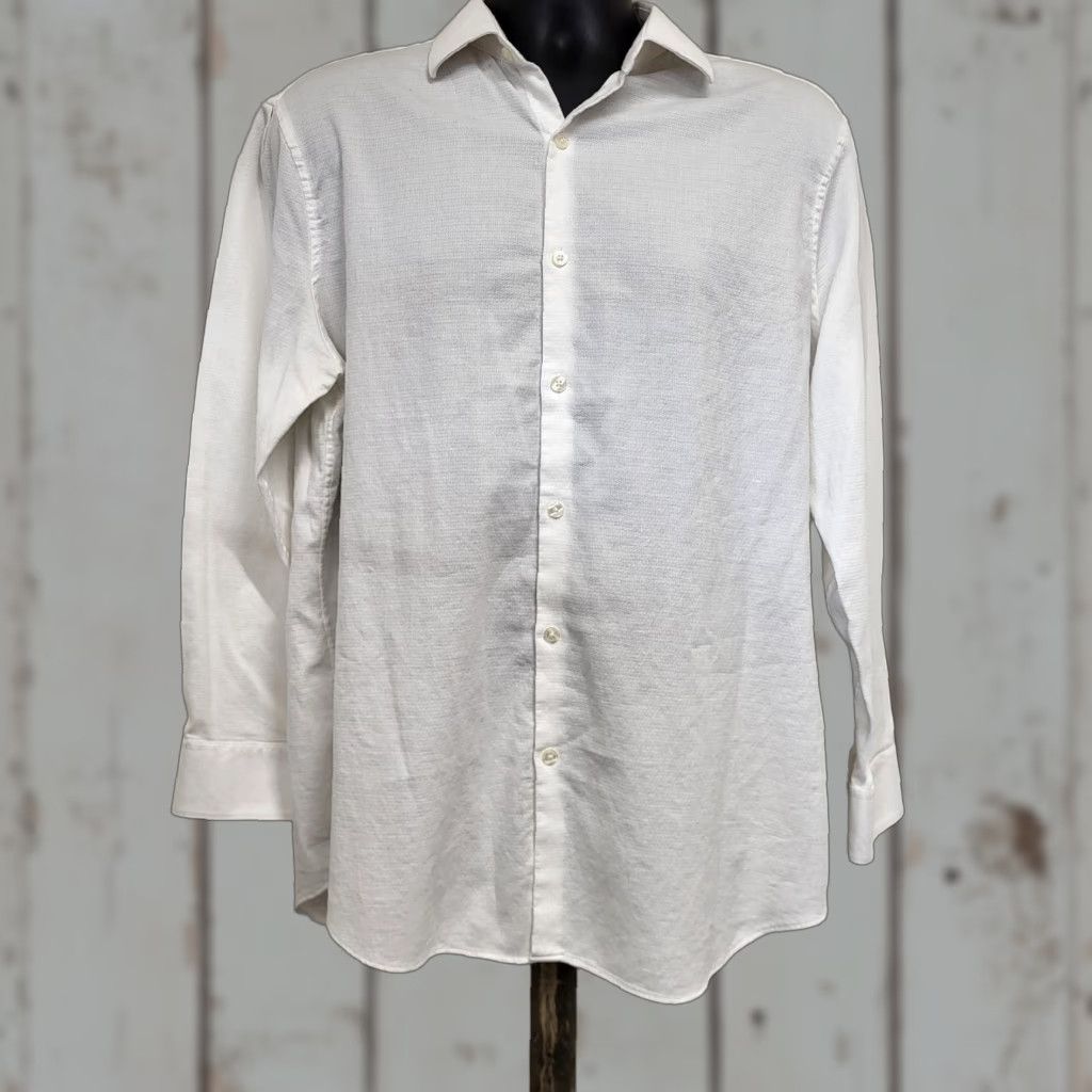 Perry Ellis Perry Ellis Portfolio Shirt Men’s XL/17 Long Sleeve White Slim Fit Button Down Mens Shirt Slim Fit White Button-Down Casual Business Size US XL / EU 56 / 4 - 1 Thumbnail