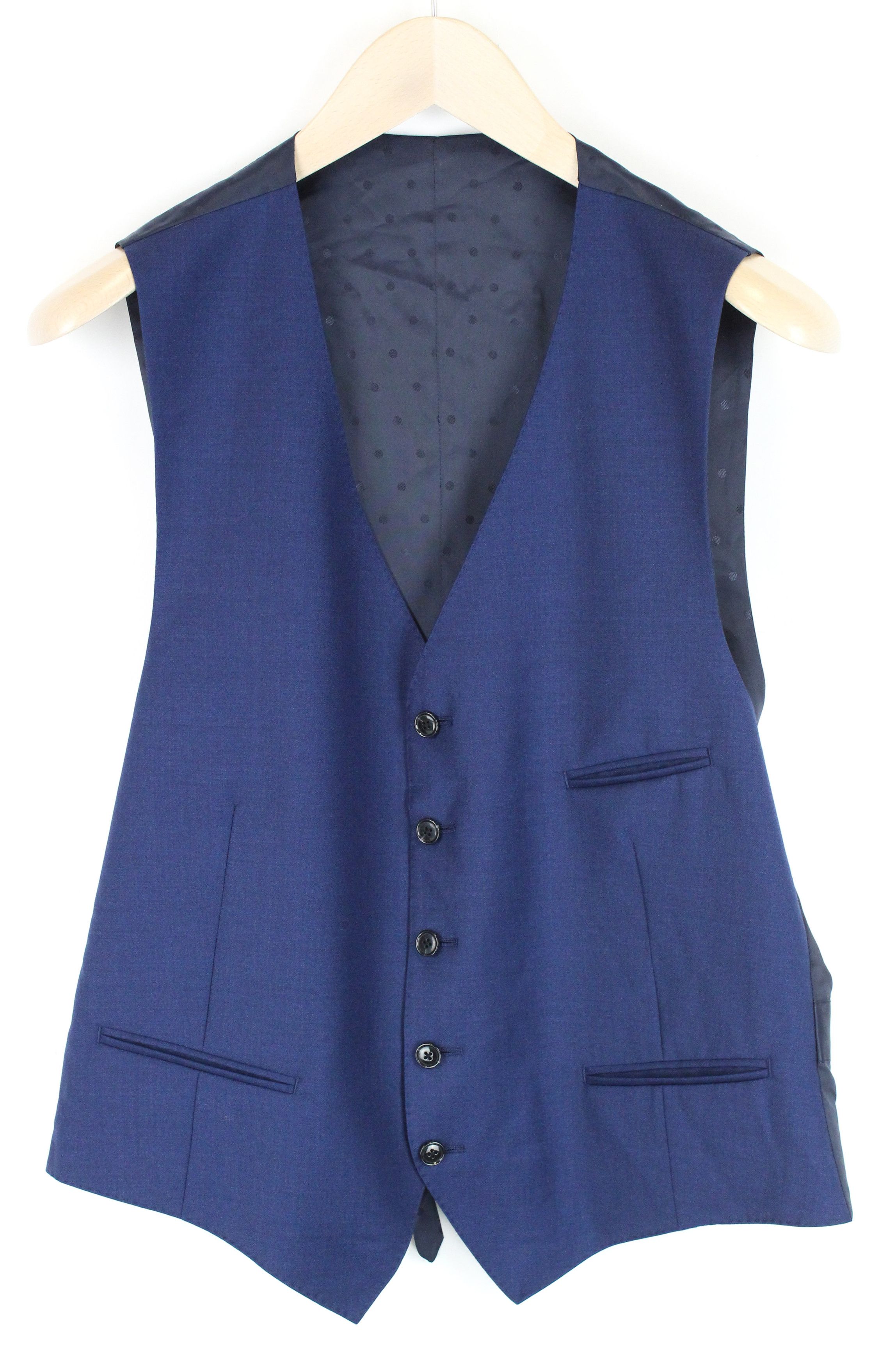 Suitsupply FERRARA UK42S Blue Wool V-Neck Waistcoat 55199 Size 42S - 1 Thumbnail