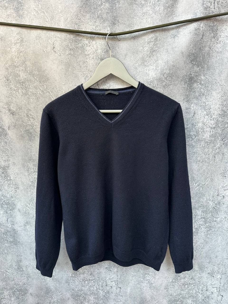 Pal Zileri Pal Zileri V-Neck Sweater Navy Wool Long Sleeve Jumper Size US XL / EU 56 / 4 - 2 Thumbnail