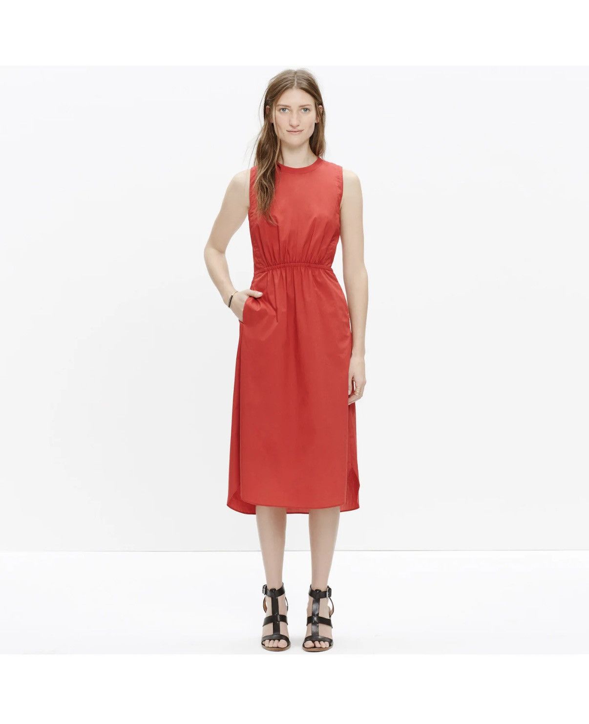 Madewell Madewell Bandana Red Lakeshore Sleeveless Cotton Midi Dress Size XS / US 0-2 / IT 36-38 - 10 Thumbnail