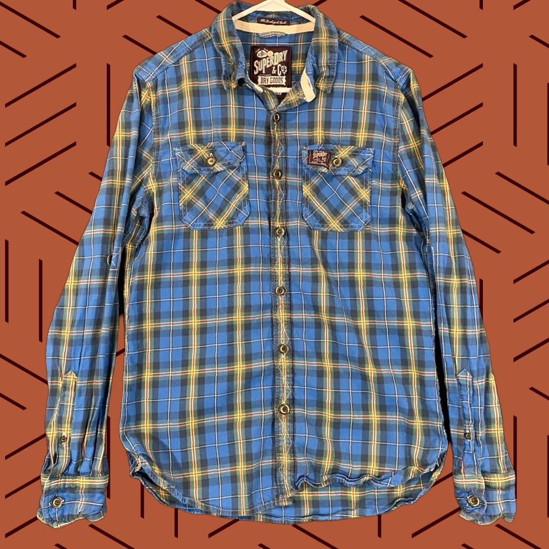 Superdry Superdry Shirt Lumberjack Twill Mens Large Multicolor Plaid Button Up Top L/S Size US L / EU 52-54 / 3 - 1 Thumbnail