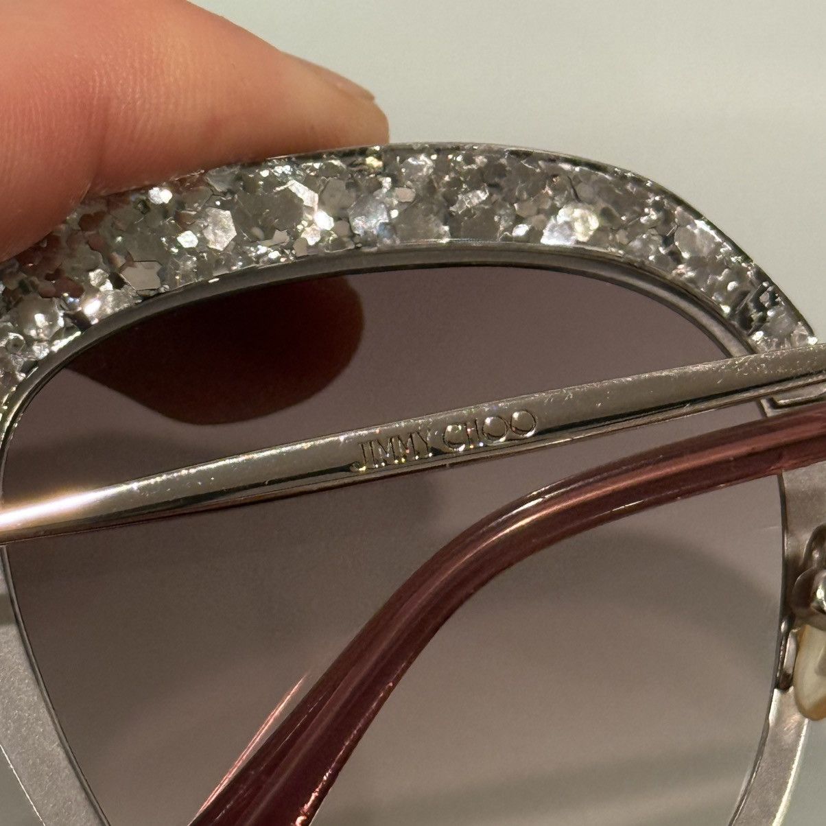 Jimmy Choo JIMMY CHOO ROSY Gunmetal / Pink Glitter Butterfly Sunglasses Size ONE SIZE - 13 Thumbnail